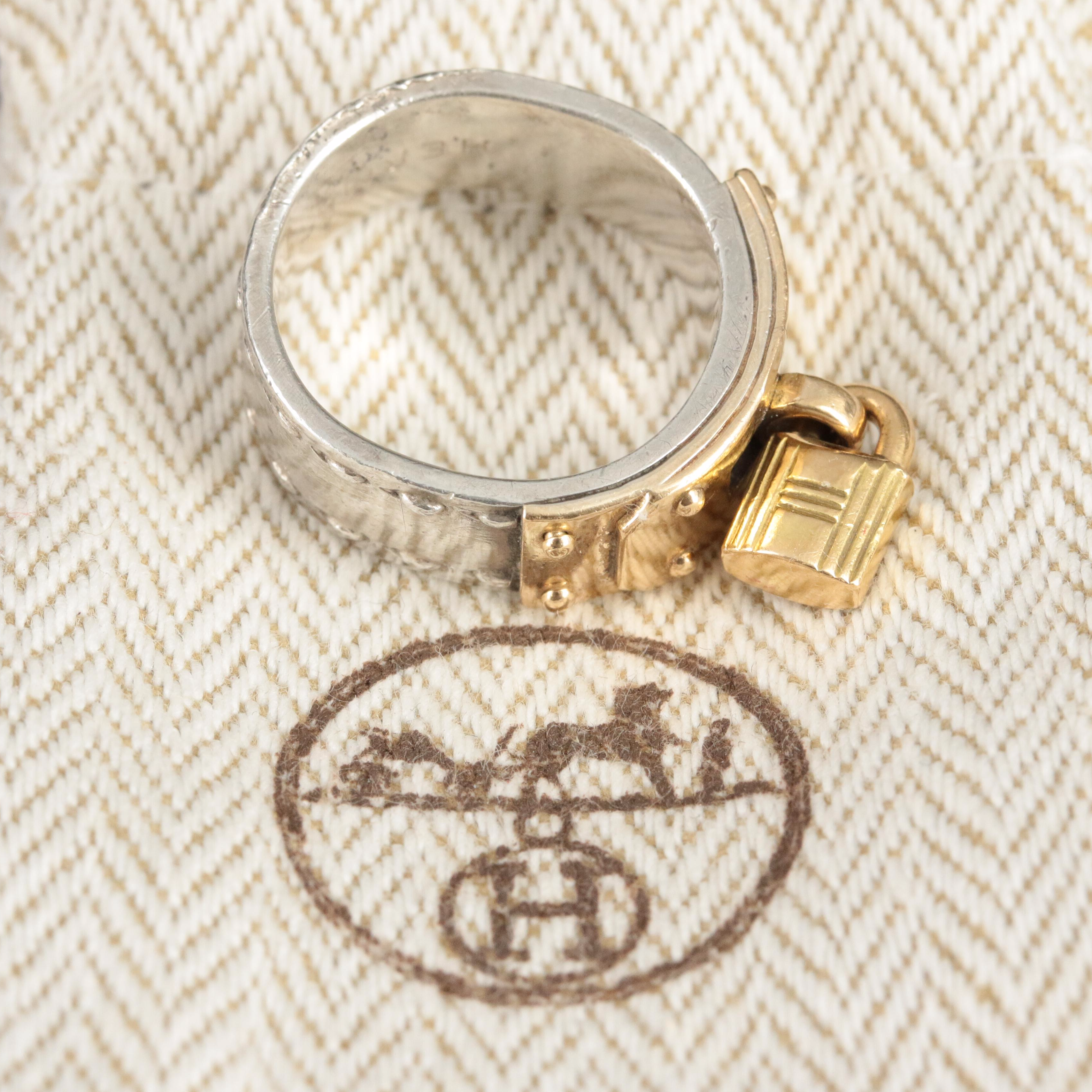 Vintage Hermès "Cadena" Sterling and 18K H Lock Band