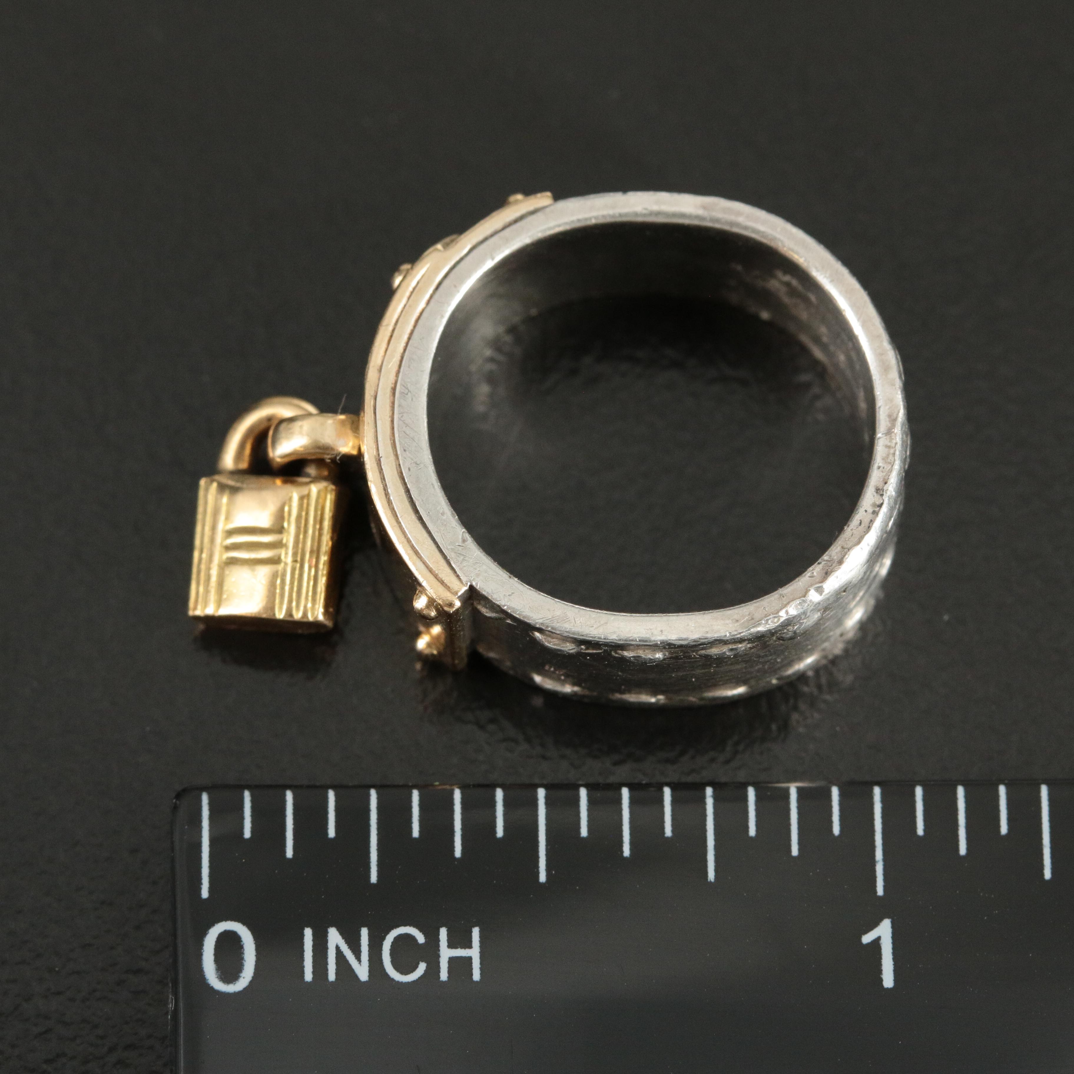 Vintage Hermès "Cadena" Sterling and 18K H Lock Band