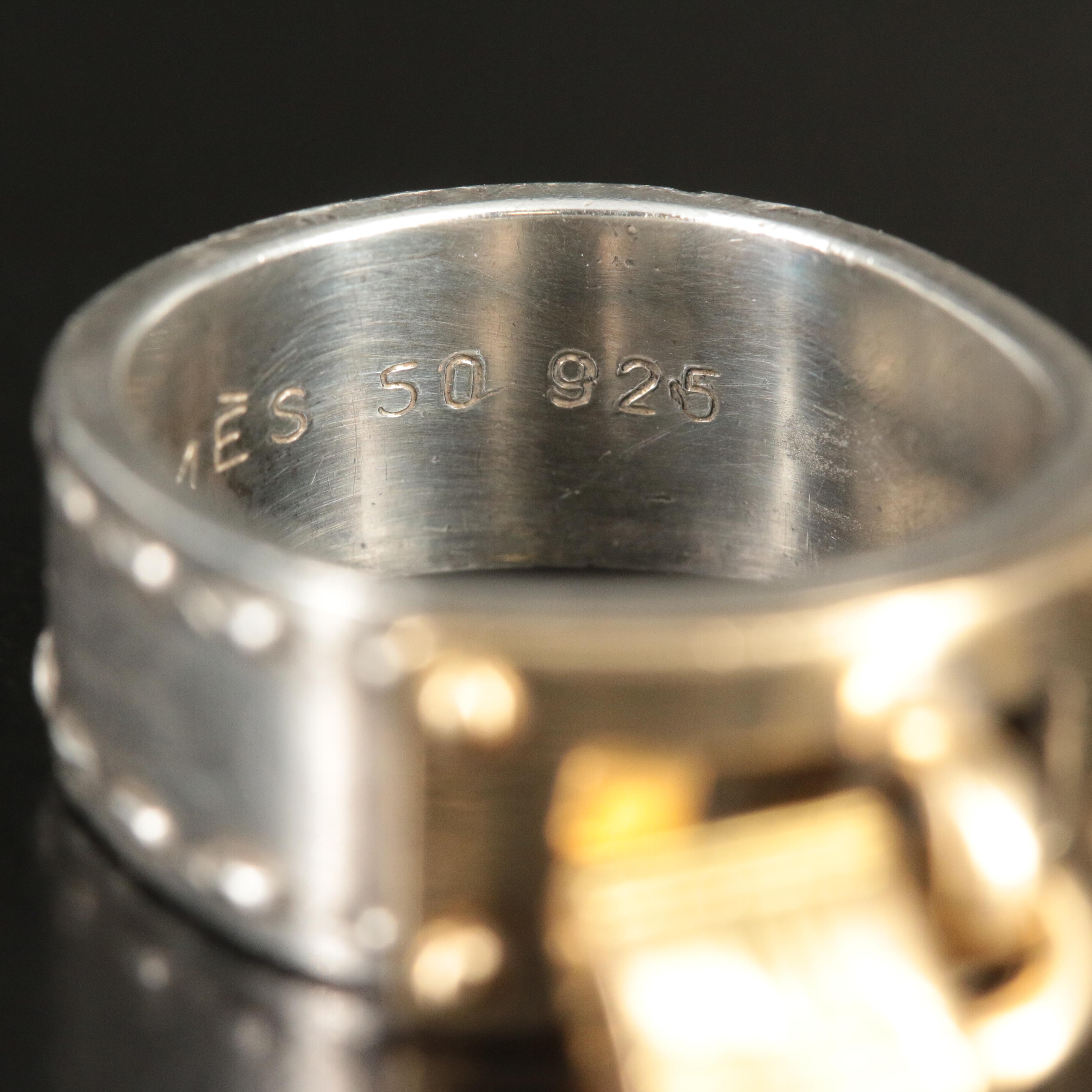 Vintage Hermès "Cadena" Sterling and 18K H Lock Band