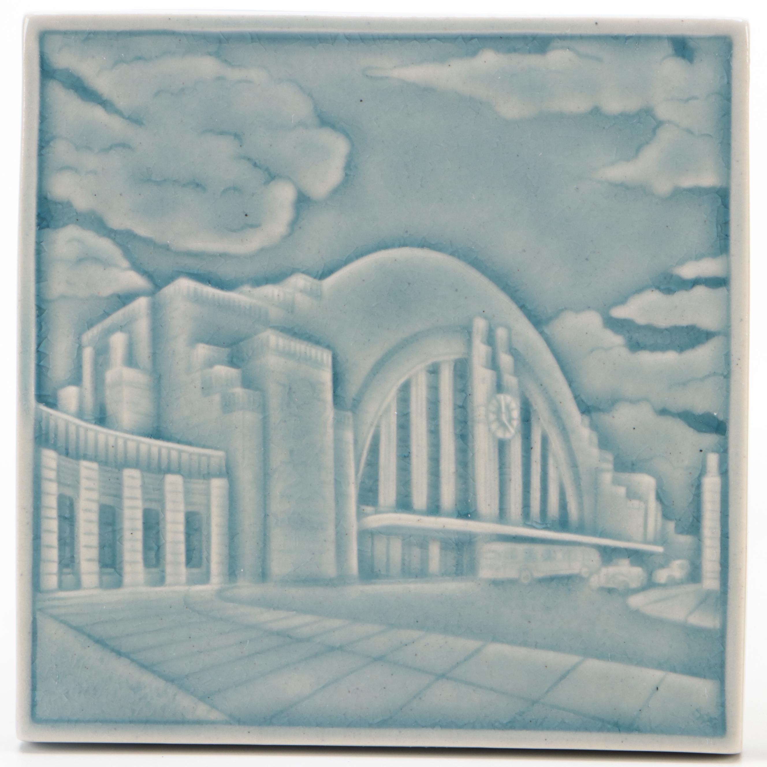 Rookwood Pottery Cincinnati Union Terminal and Tyler Davidson Fountain Tiles