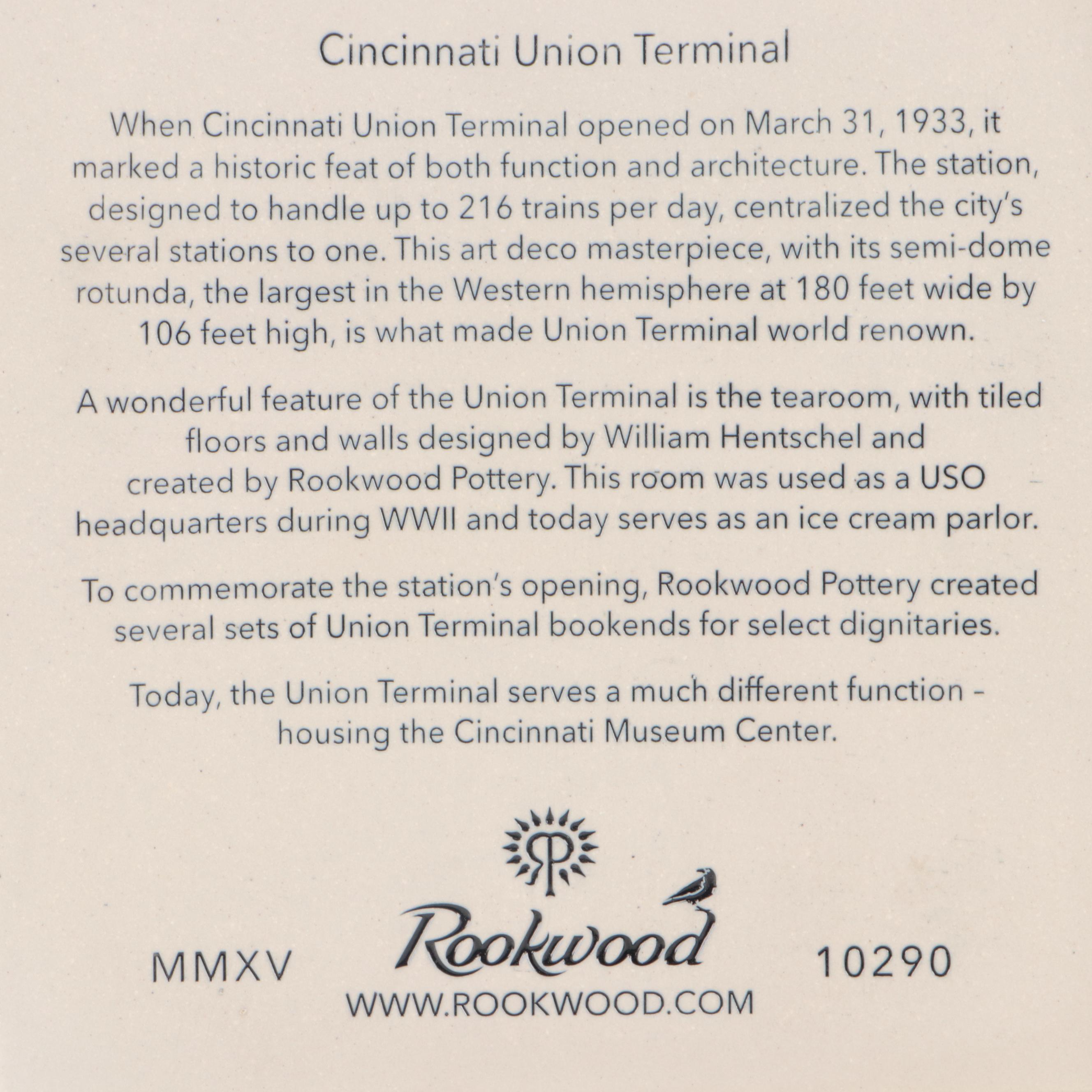 Rookwood Pottery Cincinnati Union Terminal and Tyler Davidson Fountain Tiles