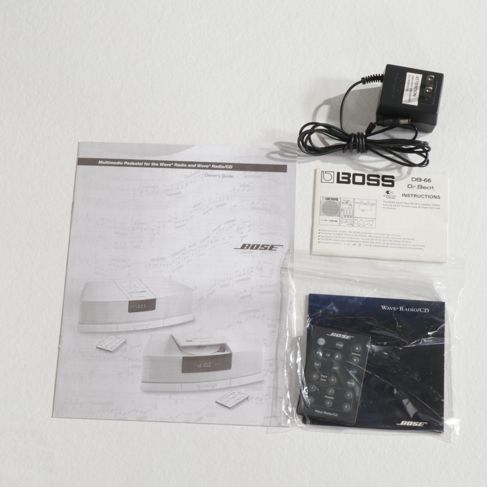 Bose Wave Radio and CD Player With Pedestal and Boss Dr Beat Metronome