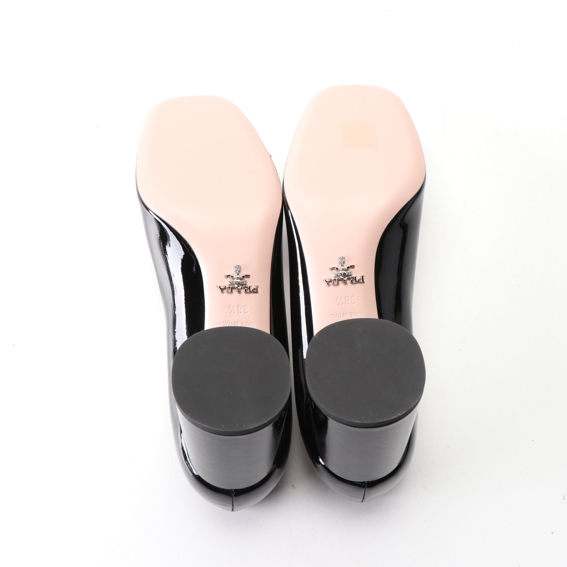 Prada Square Toe Pumps in Patent Leather