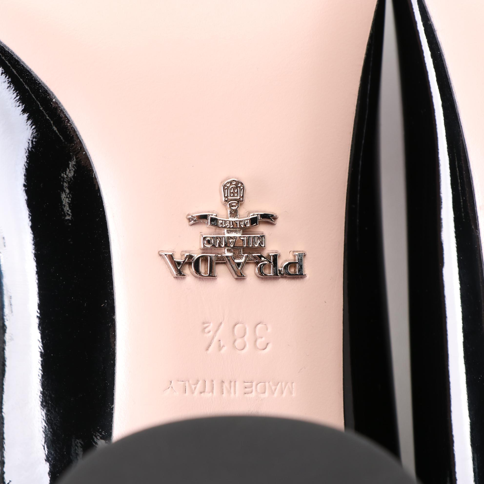 Prada Square Toe Pumps in Patent Leather