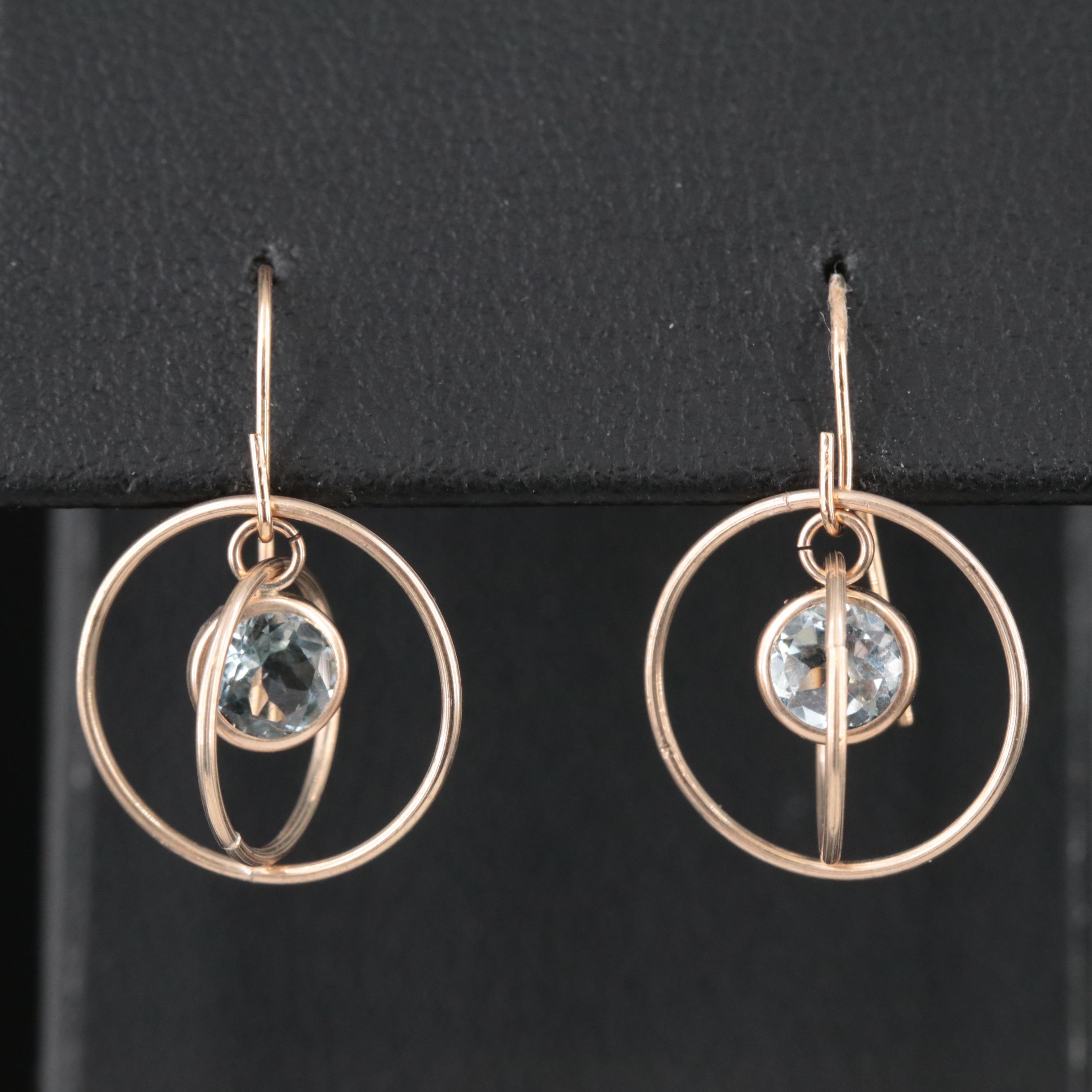 10K Aquamarine Concentric Earrings