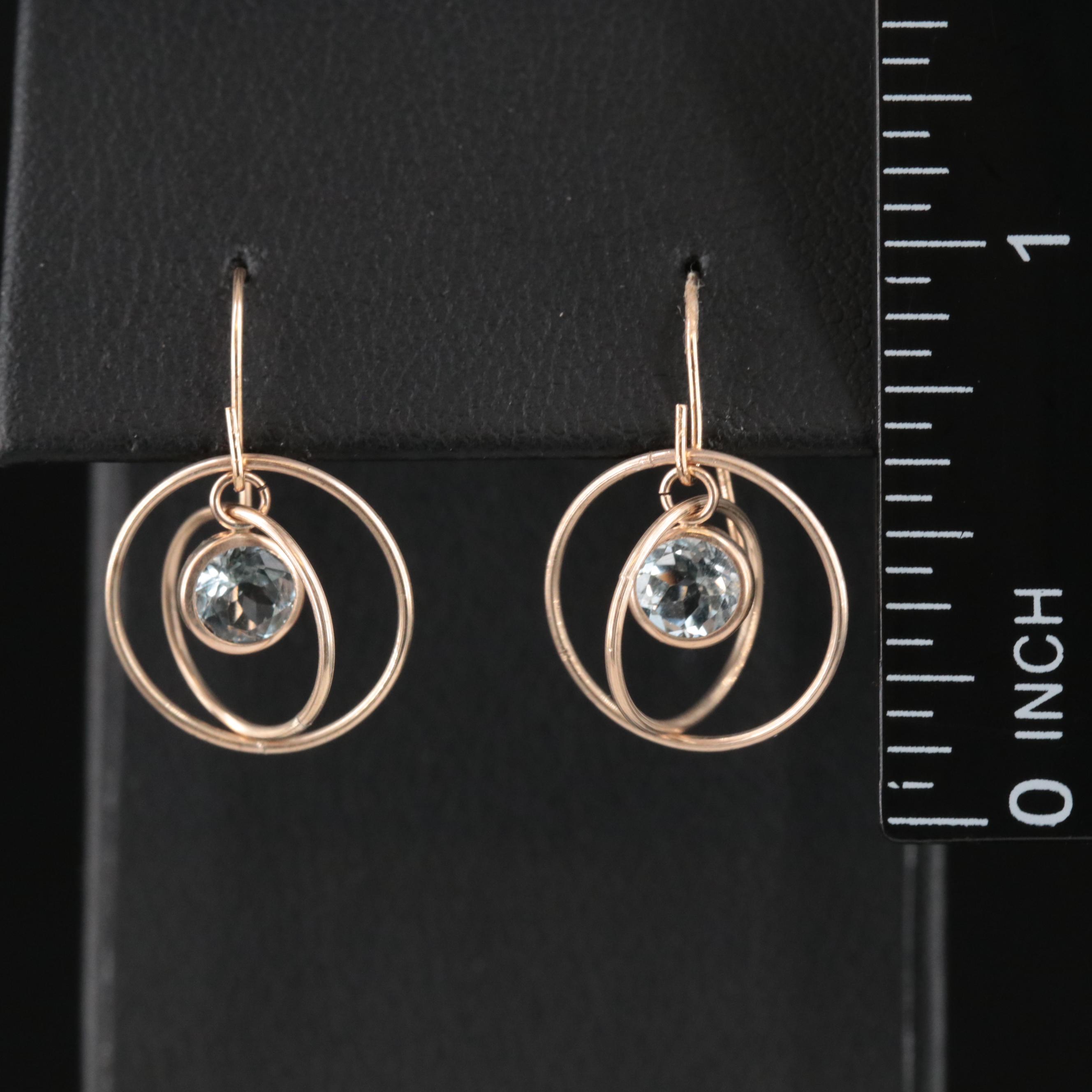10K Aquamarine Concentric Earrings