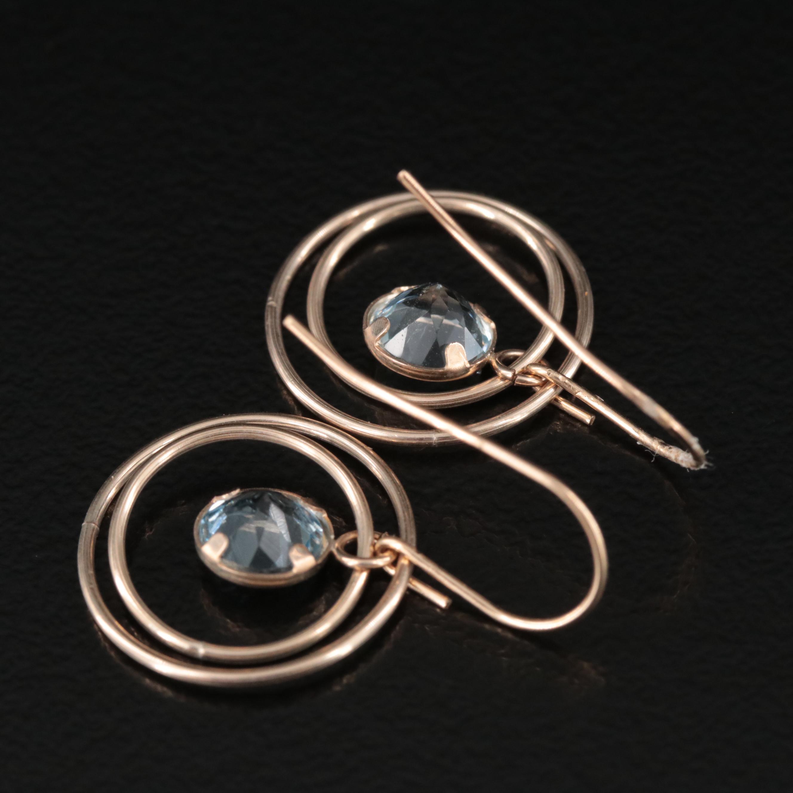 10K Aquamarine Concentric Earrings