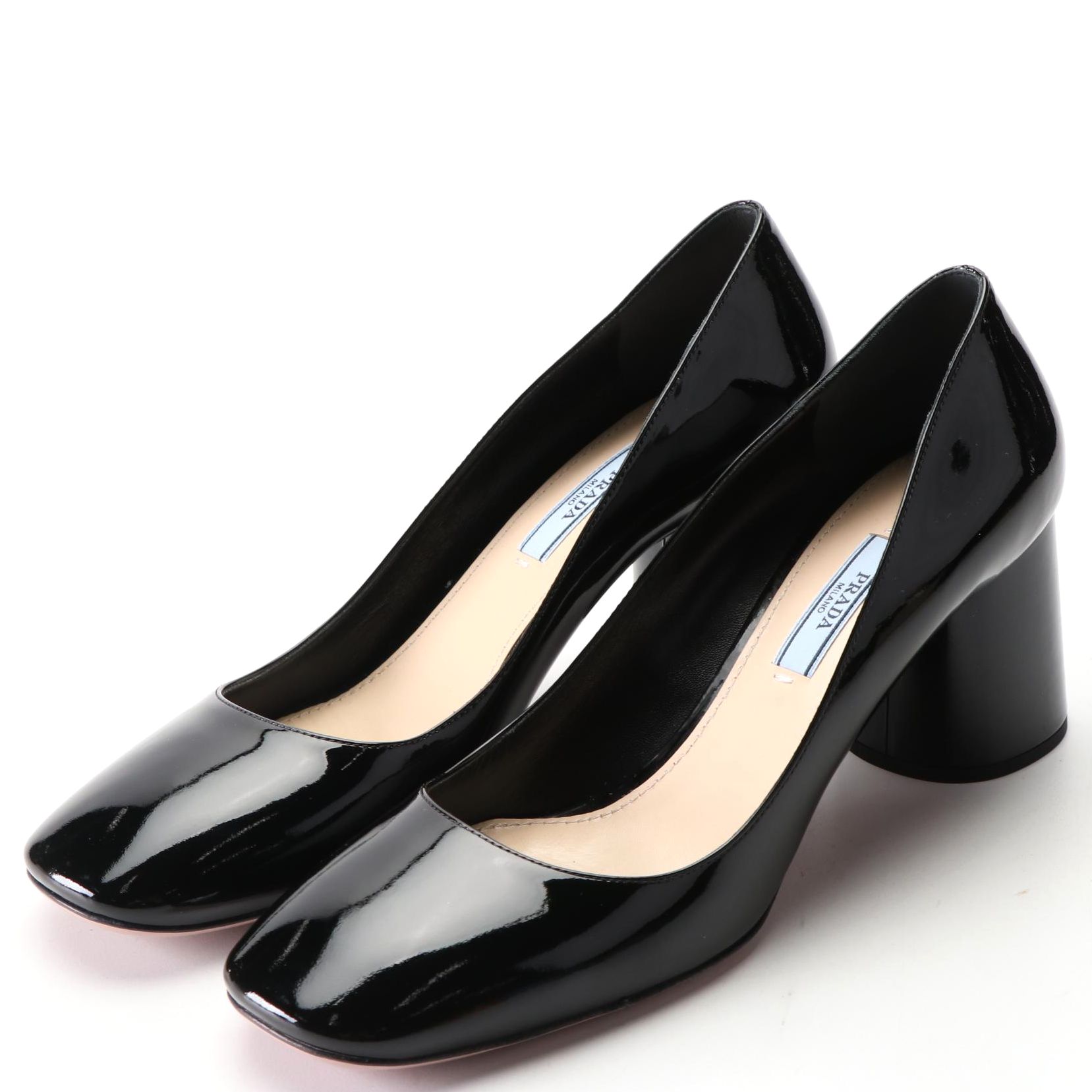 Prada Square Toe Pumps in Patent Leather