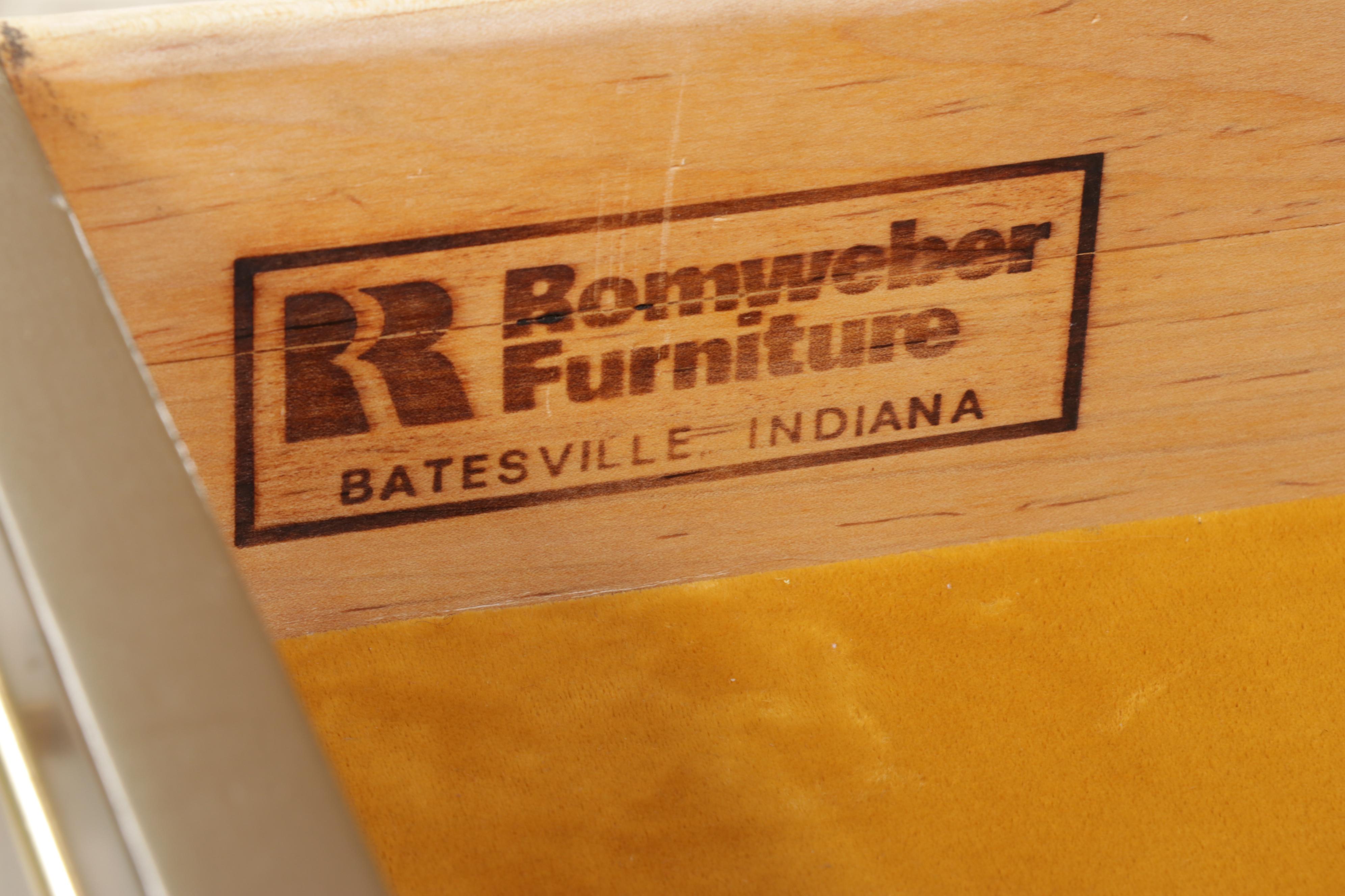 Romweber Hollywood Regency Burlwood and Brass Inlaid Credenza, 1970s