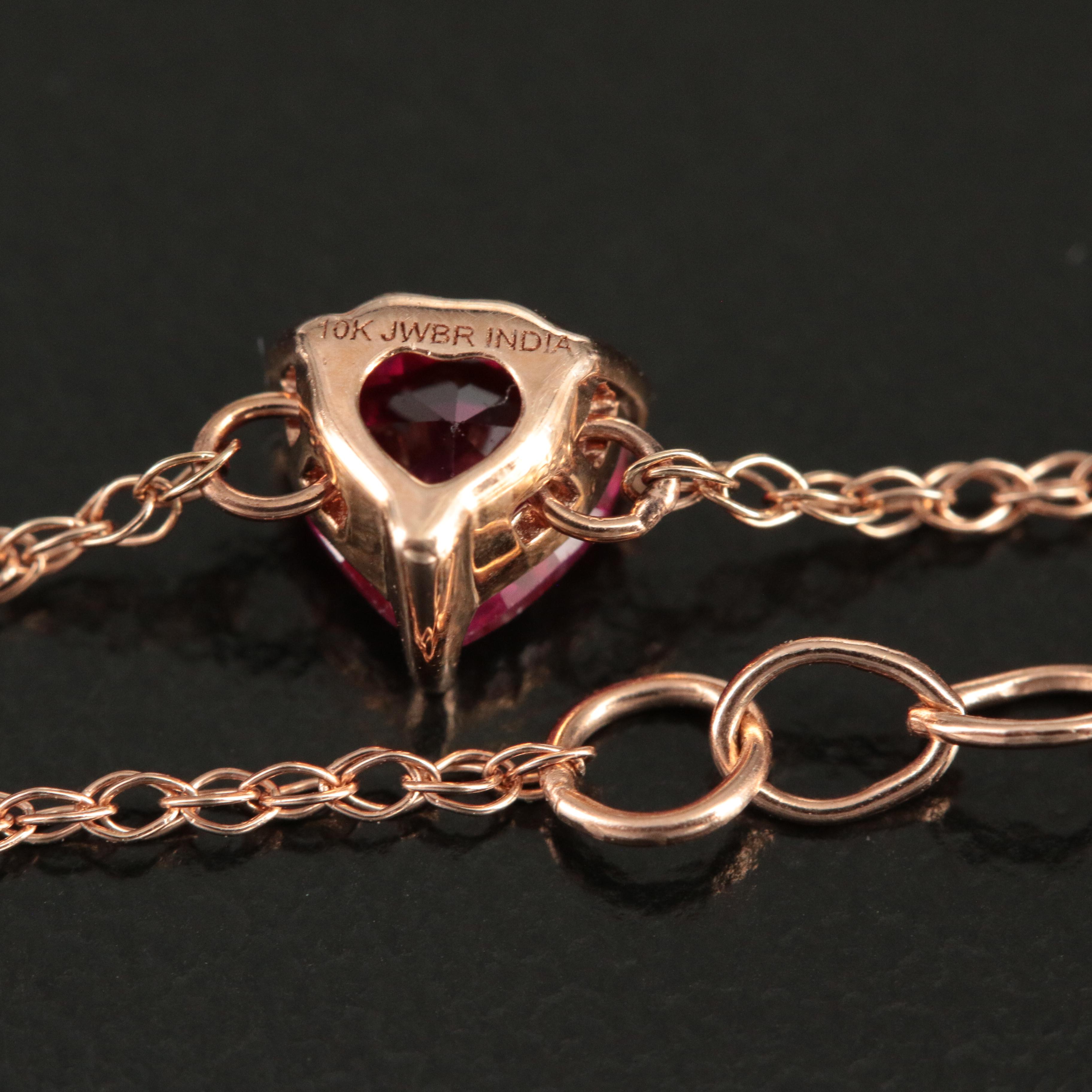10K Rose Gold Ruby Heart Bracelet