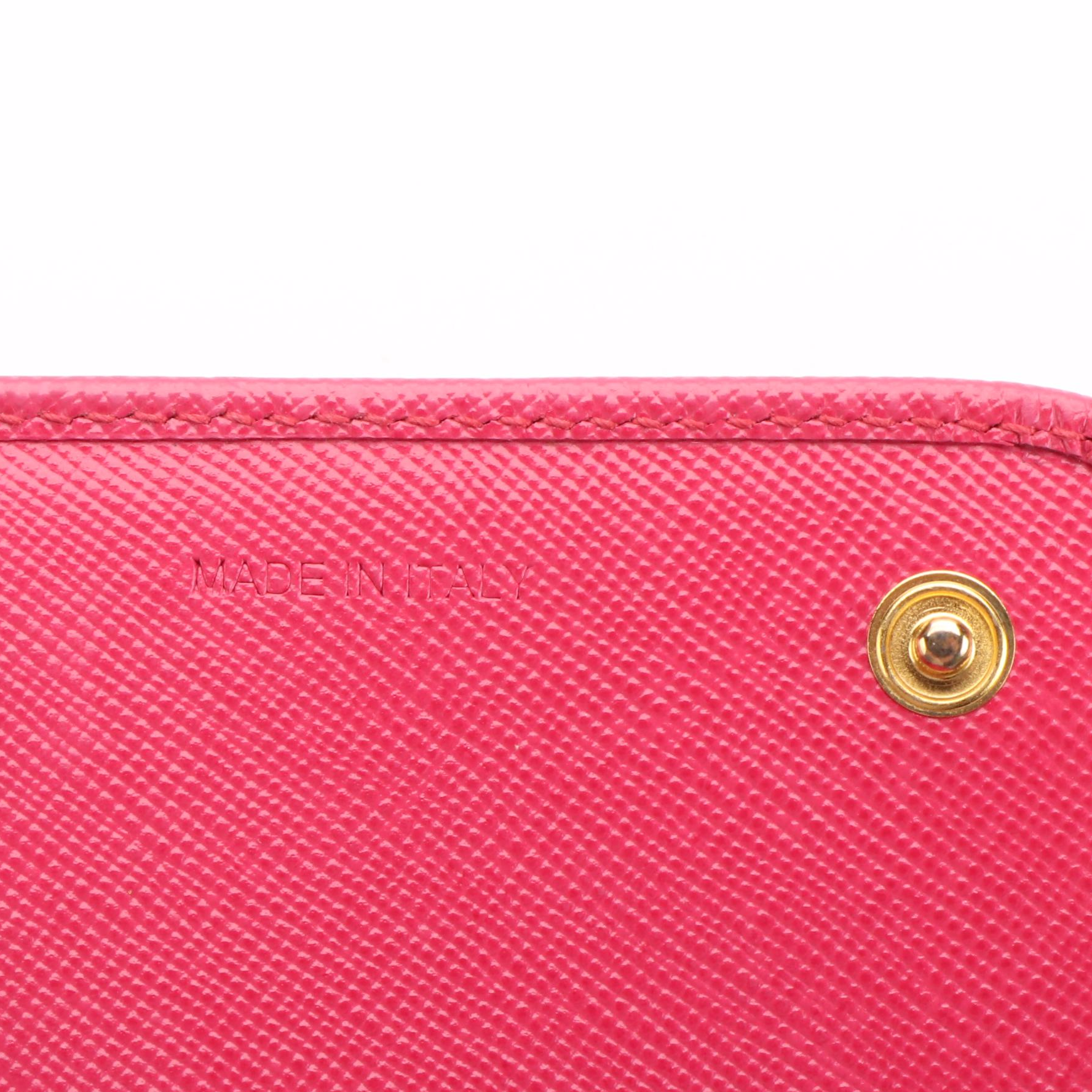 Prada Long Wallet in Pink Saffiano Leather