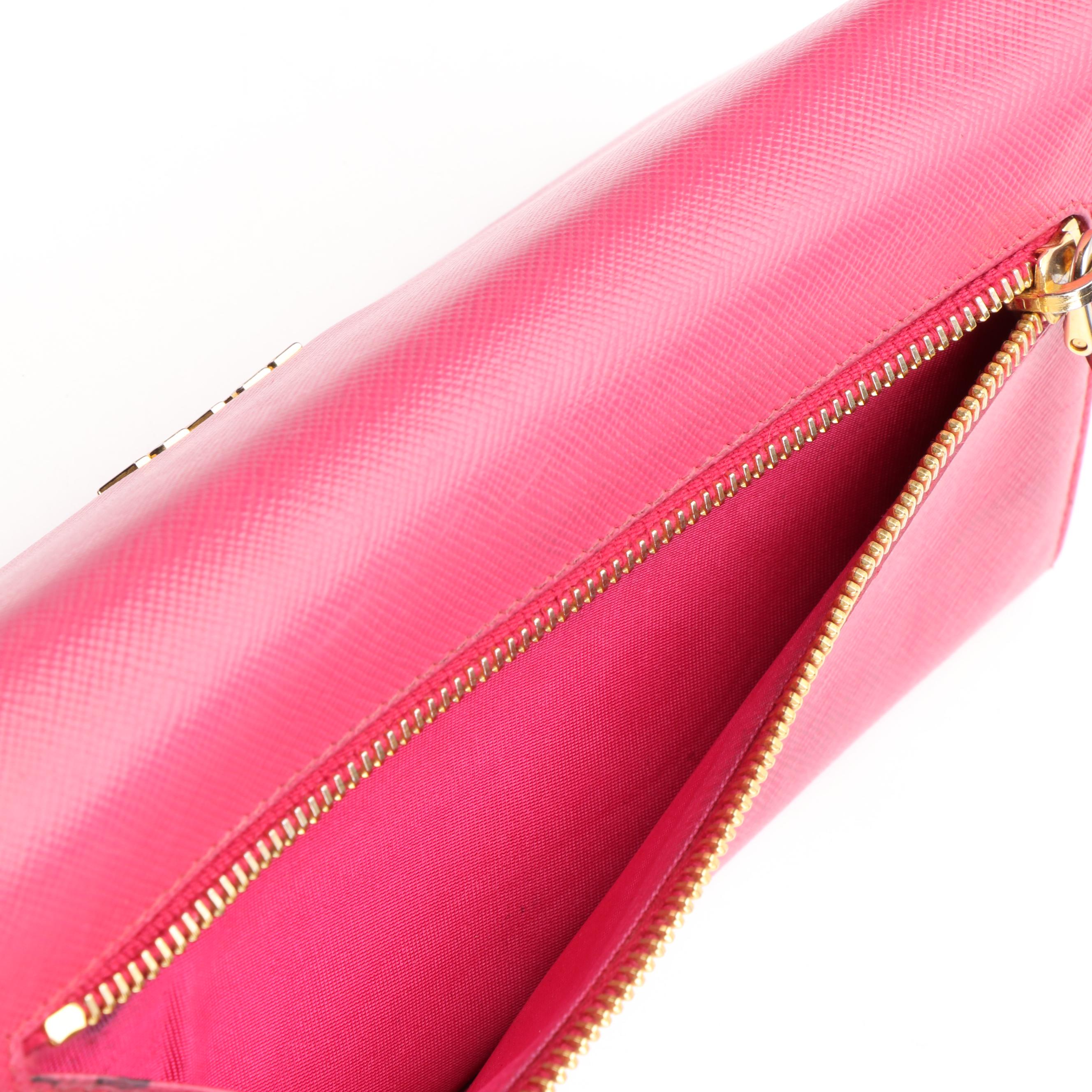 Prada Long Wallet in Pink Saffiano Leather