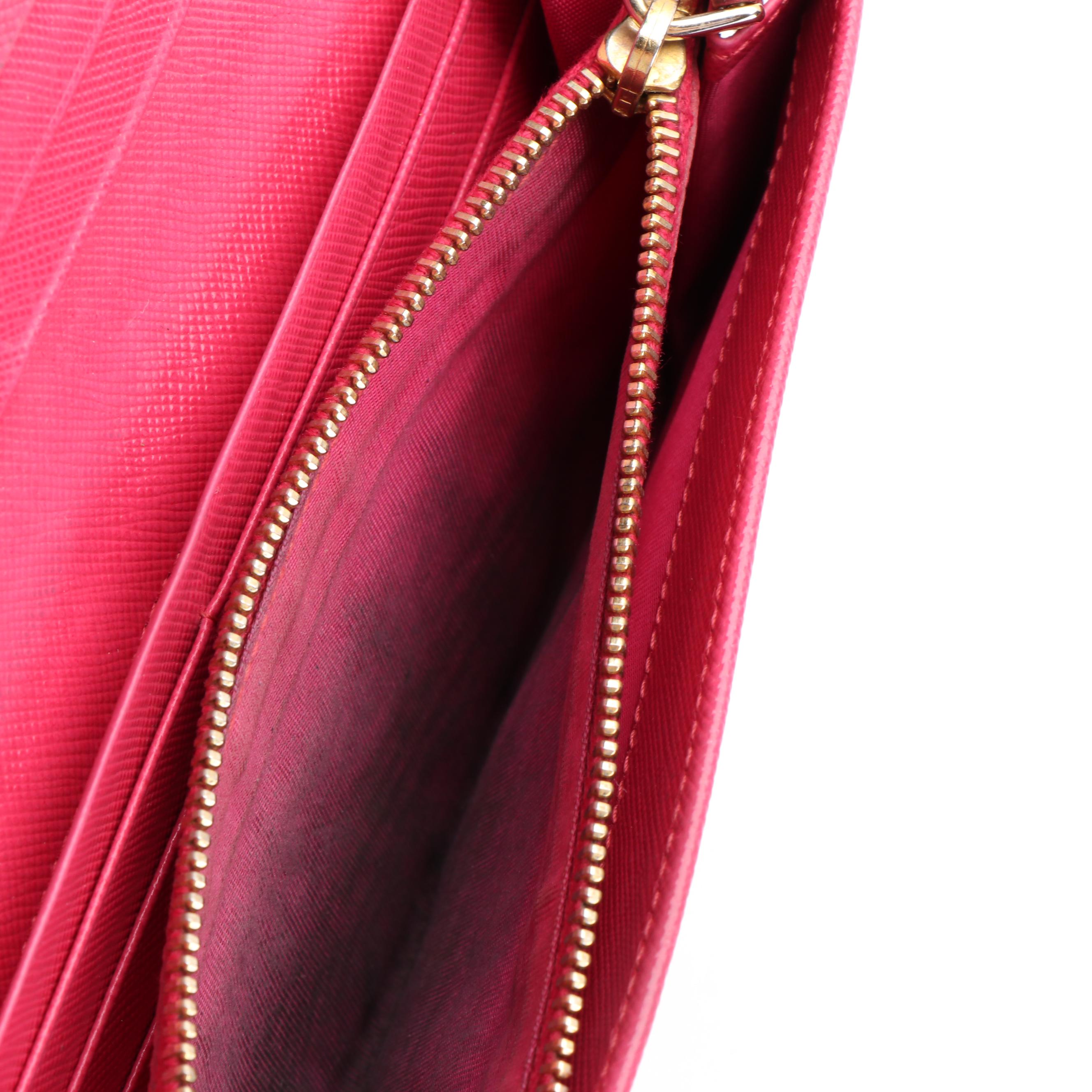 Prada Long Wallet in Pink Saffiano Leather