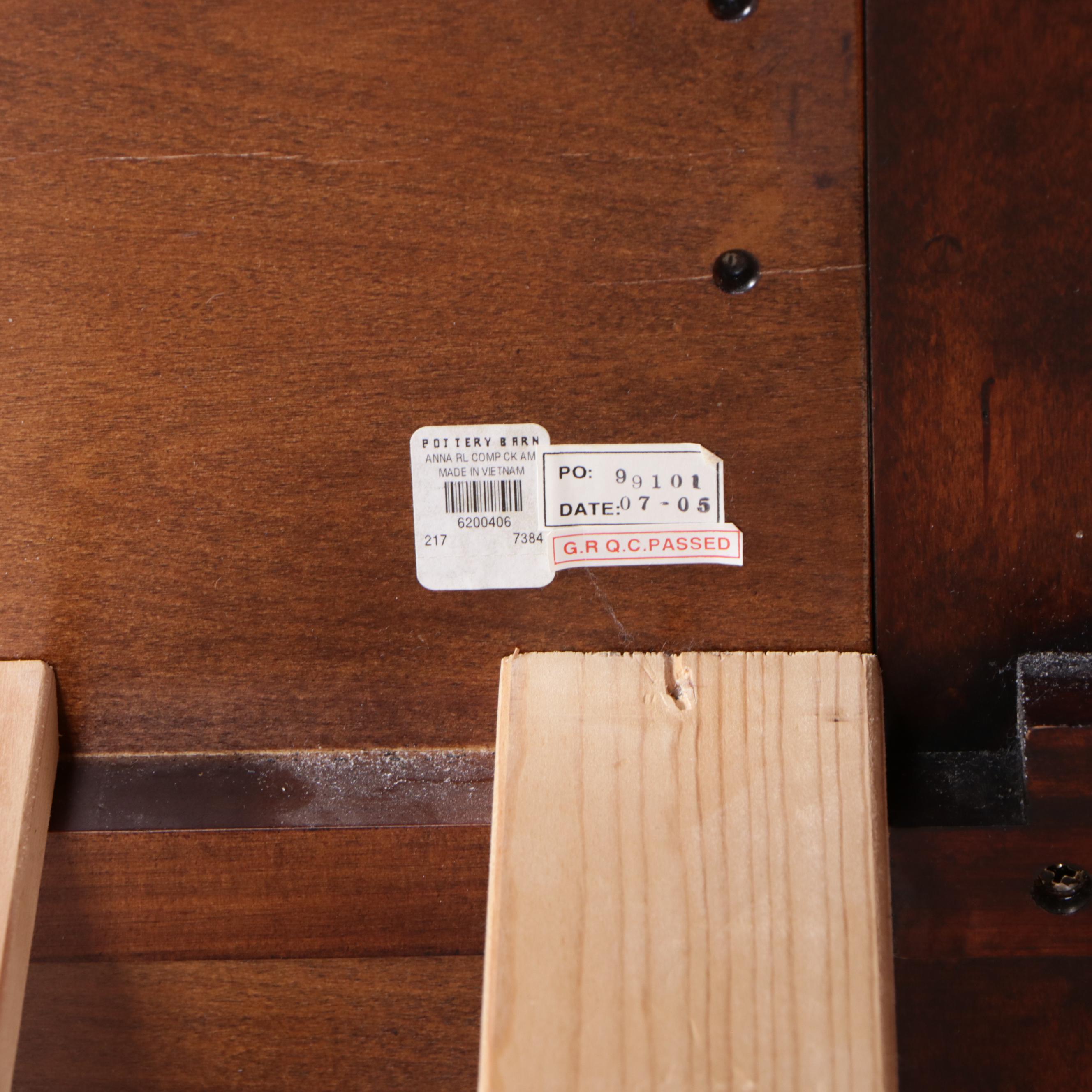 Pottery Barn "Anna" Louis Philippe Style Mahogany-Stained King Size Sleigh Bed