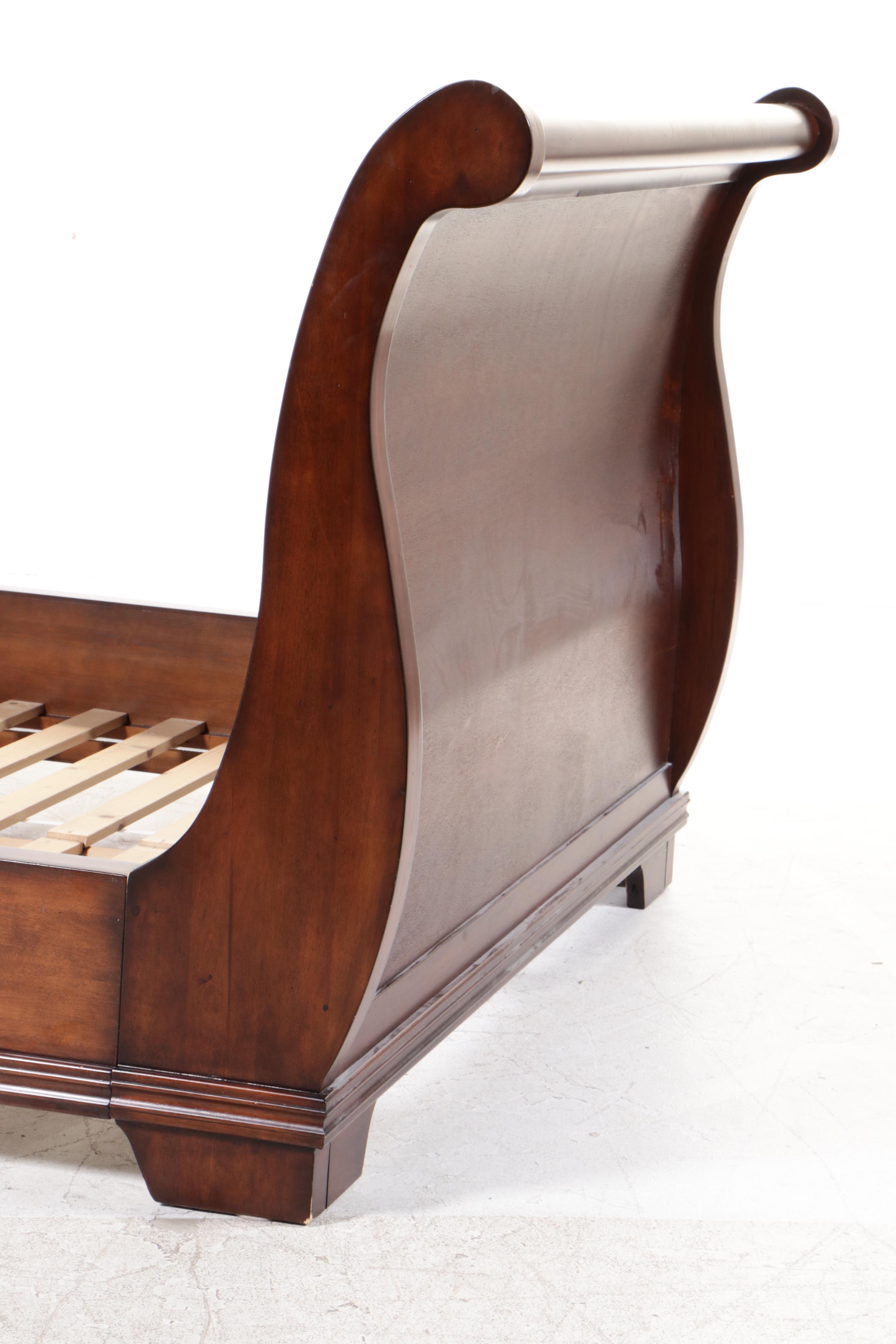 Pottery Barn "Anna" Louis Philippe Style Mahogany-Stained King Size Sleigh Bed