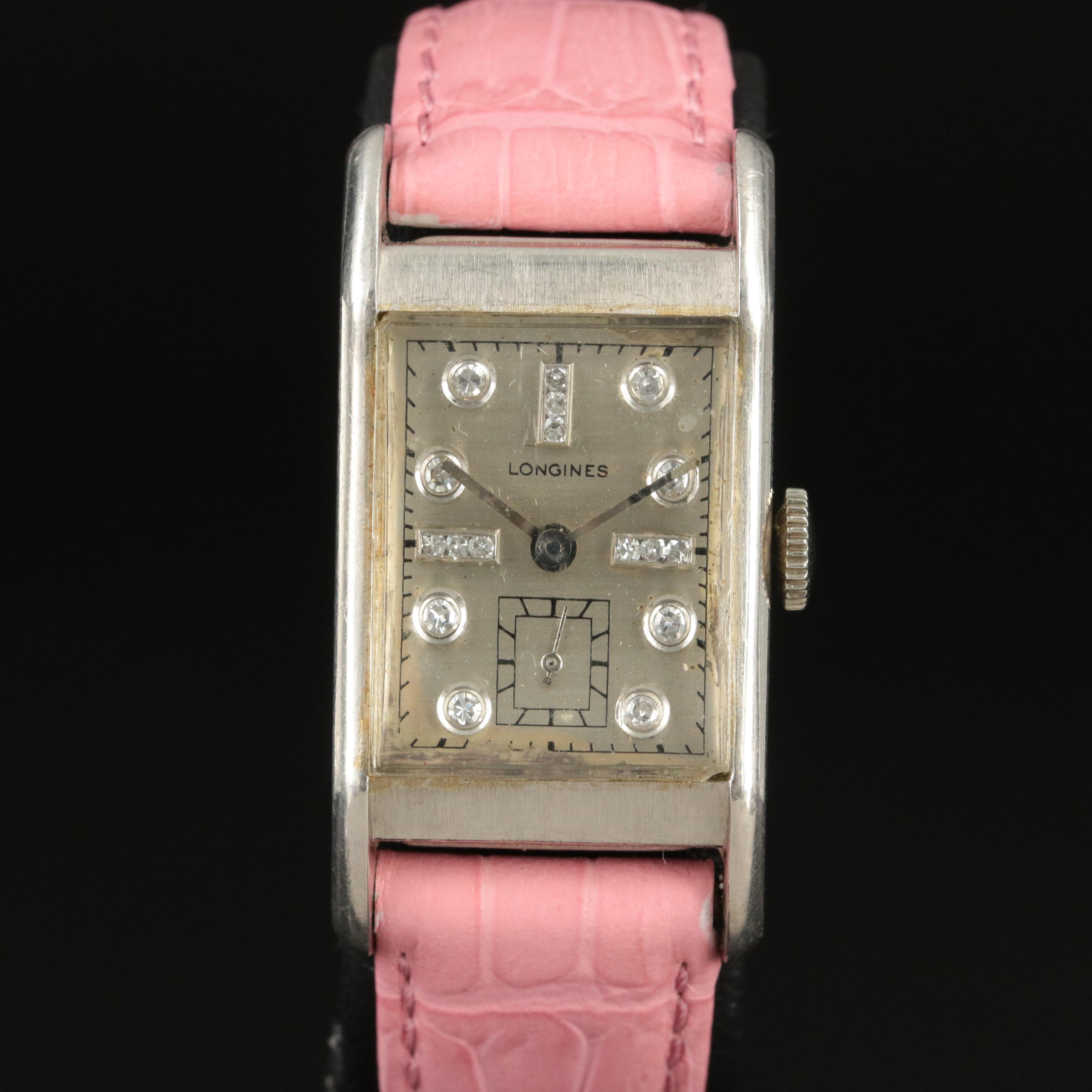 Vintage Palladium Longines Diamond Dial Watch