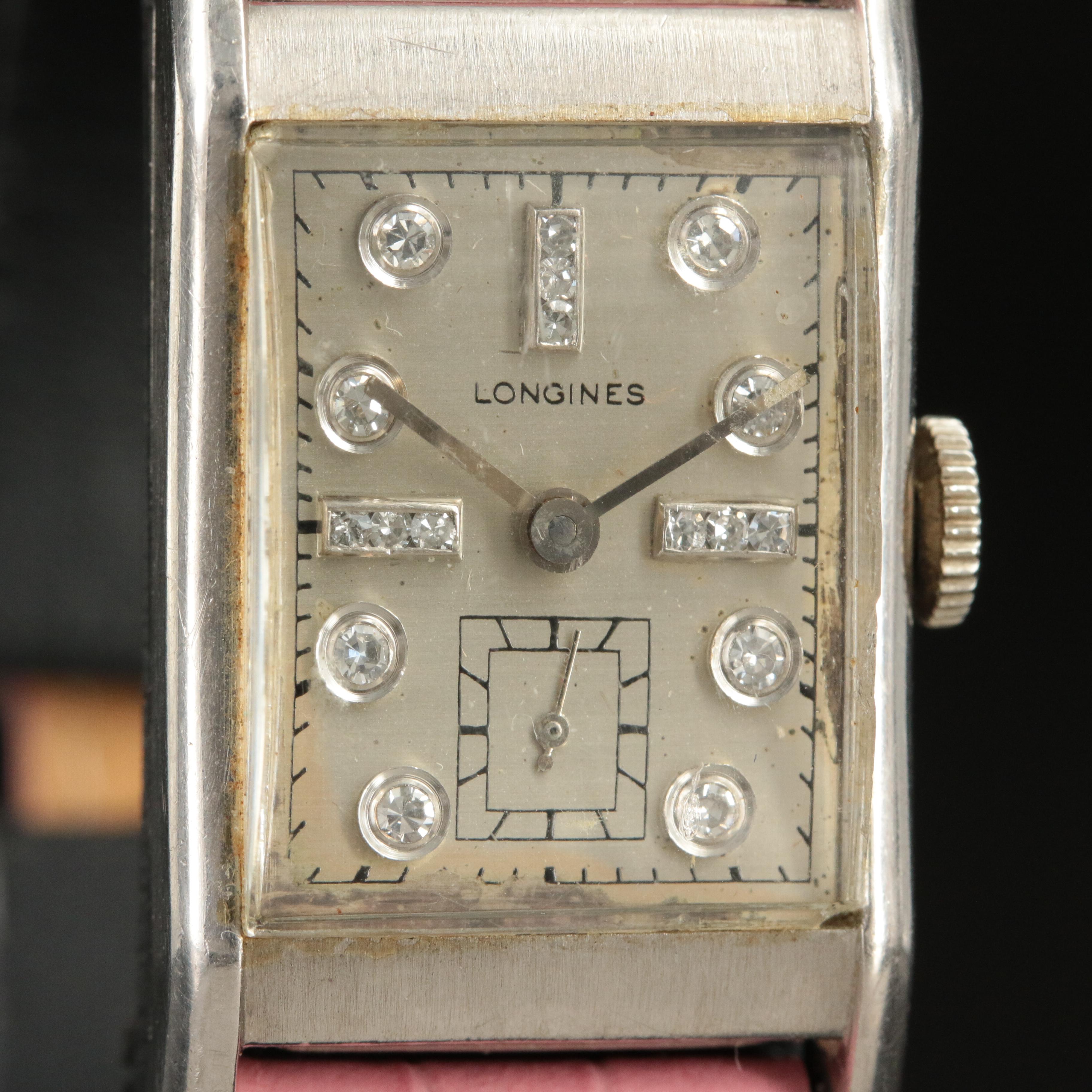 Vintage Palladium Longines Diamond Dial Watch