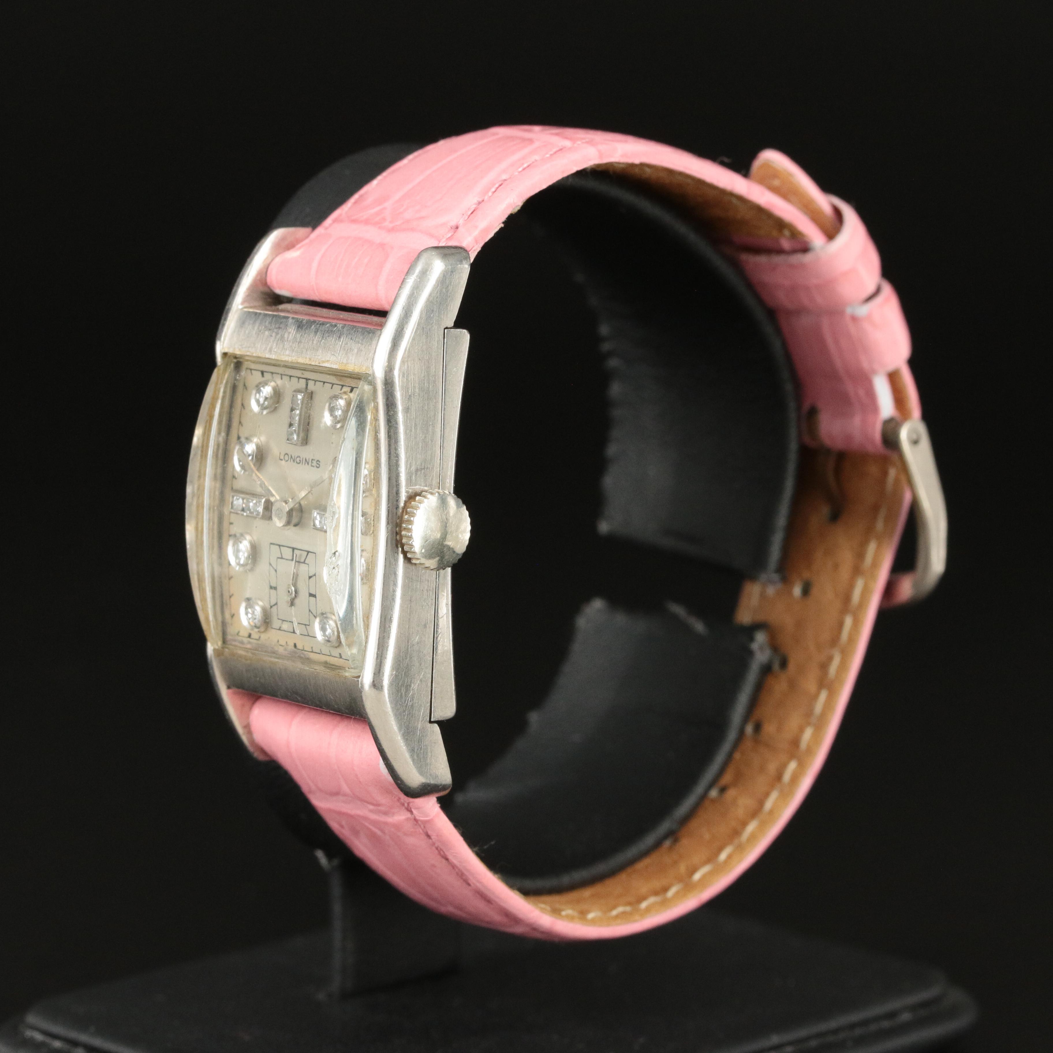 Vintage Palladium Longines Diamond Dial Watch