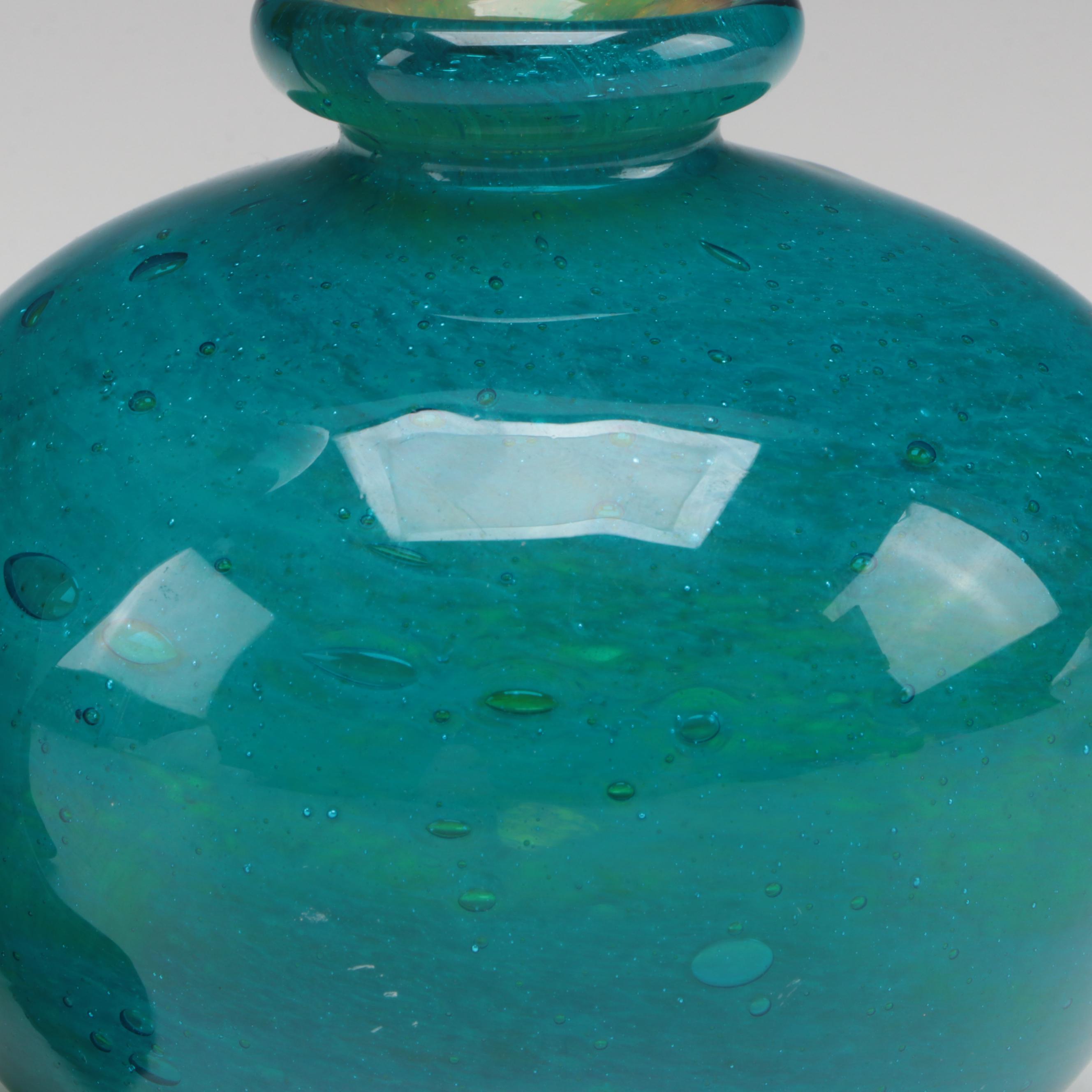 Opalescent Swirl, Cased Vaseline and Art Deco Style Art Glass Vases