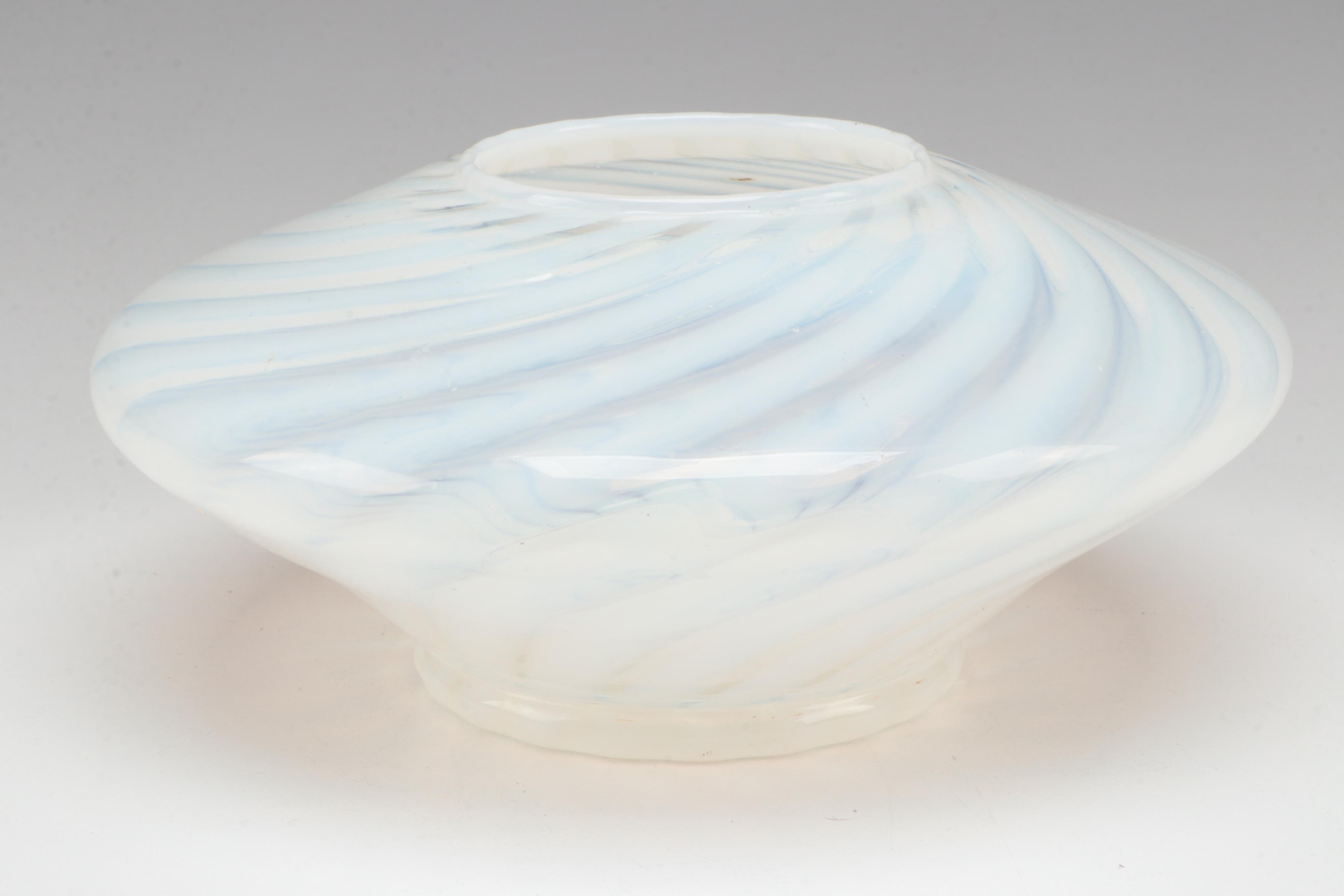 Opalescent Swirl, Cased Vaseline and Art Deco Style Art Glass Vases
