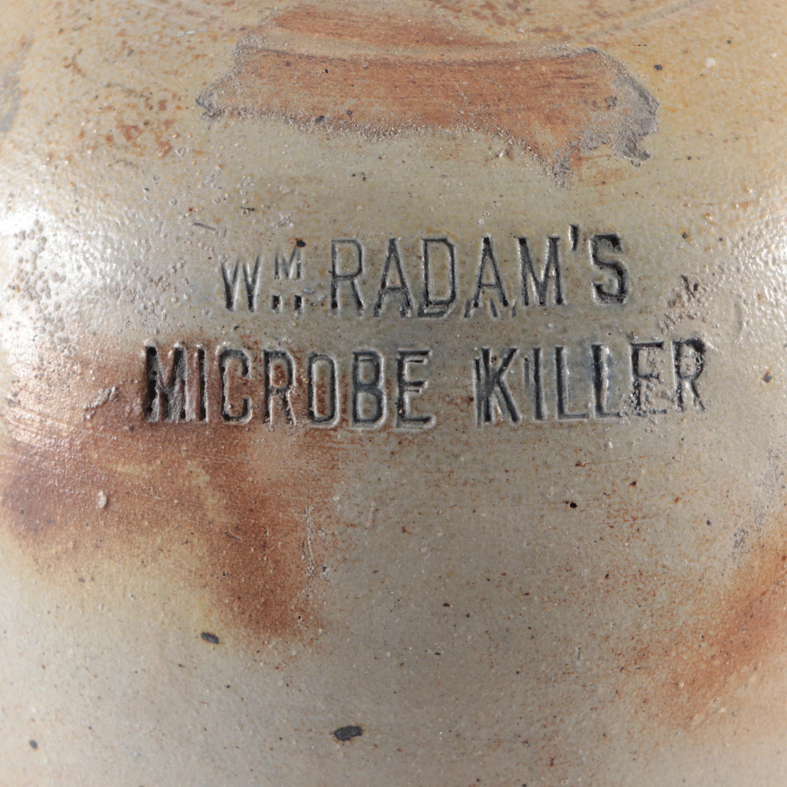 William Radam Microbe Killer Stoneware Jugs with Radam Books, Late 19th Century