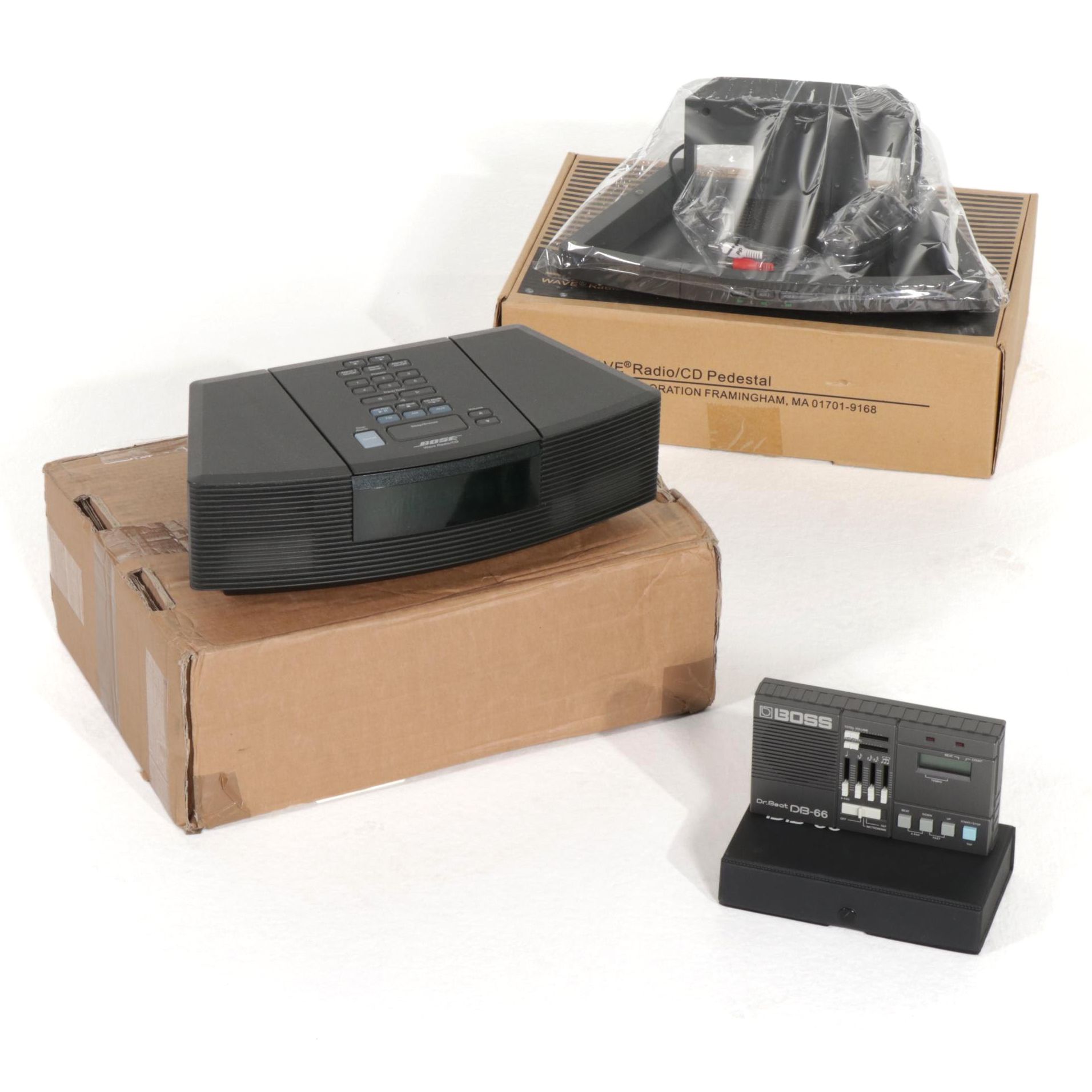 Bose Wave Radio and CD Player With Pedestal and Boss Dr Beat Metronome