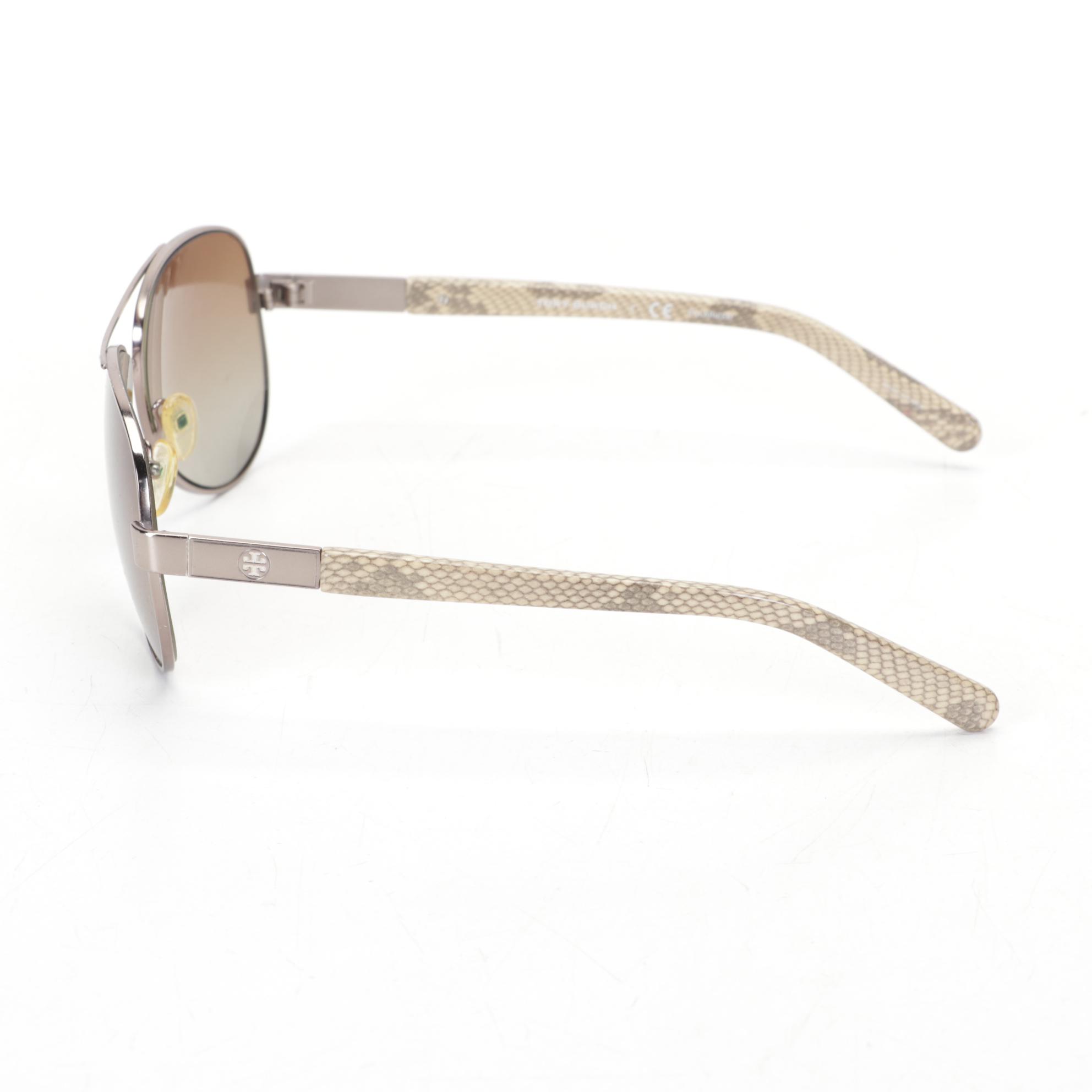 Burberry Leather Gloves and Tory Burch TY6010 Snakeskin Print Sunglasses