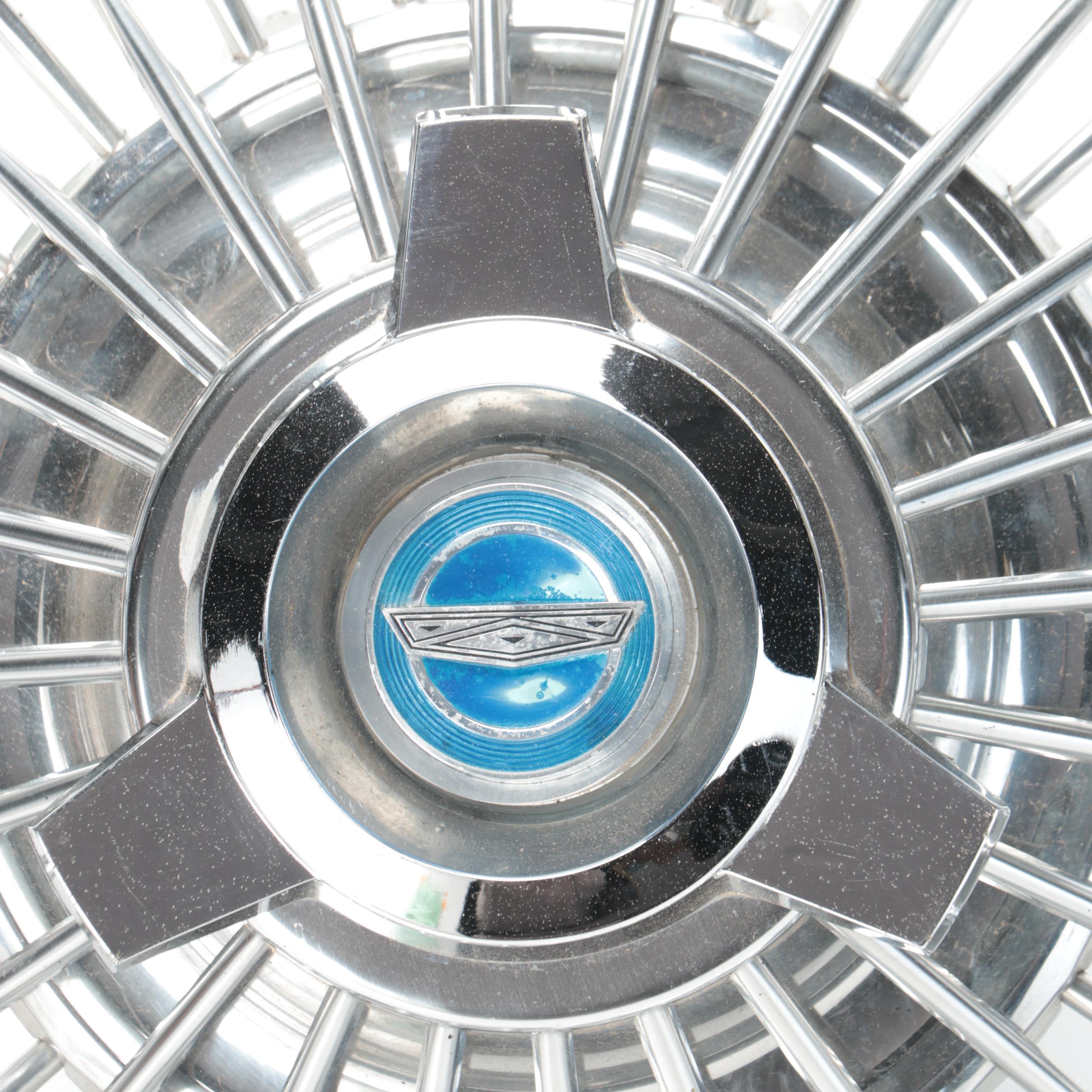 Ford Chrome Wire 15" Spoke Spinner Hubcaps Set of Four, Mid-1960s