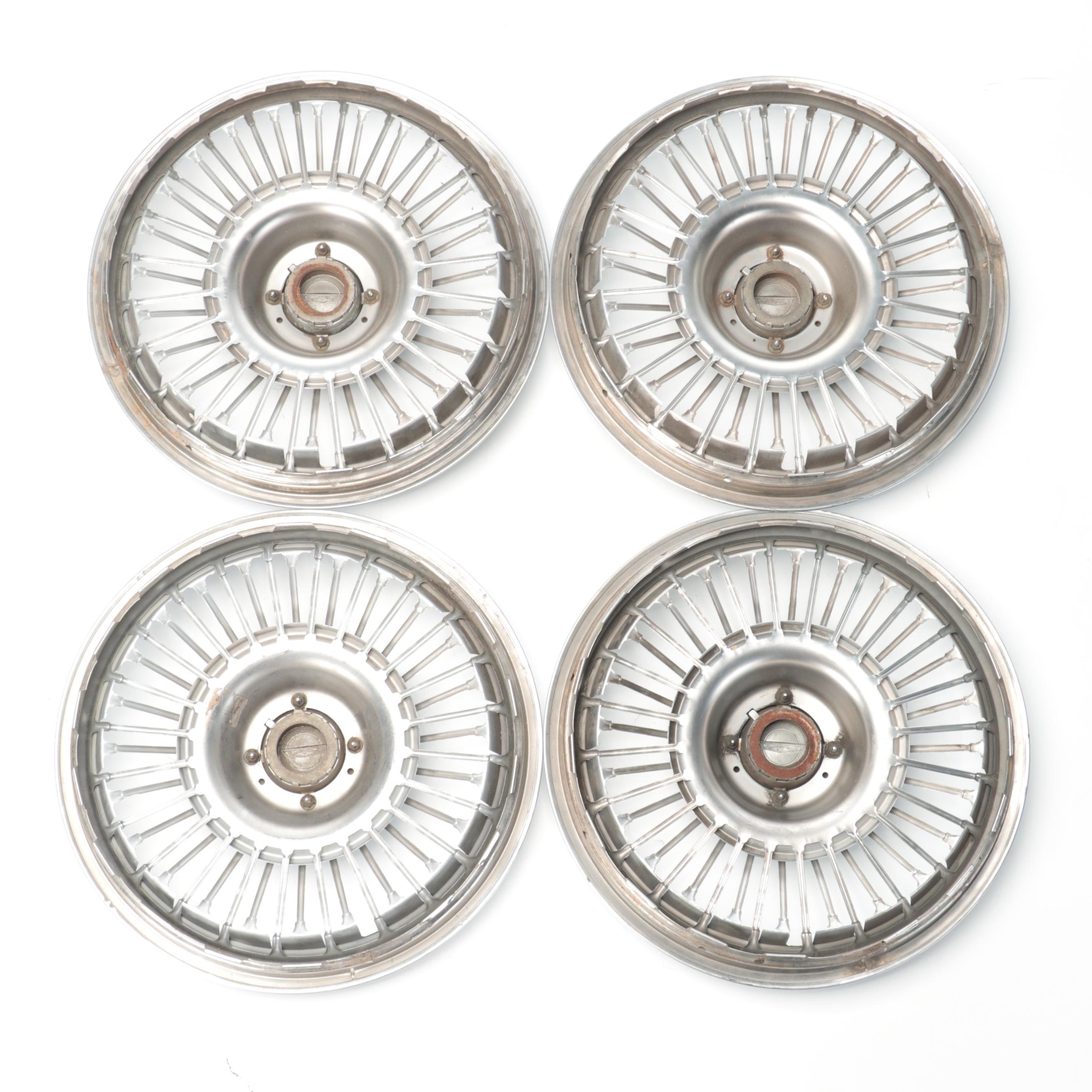 Ford Chrome Wire 15" Spoke Spinner Hubcaps Set of Four, Mid-1960s