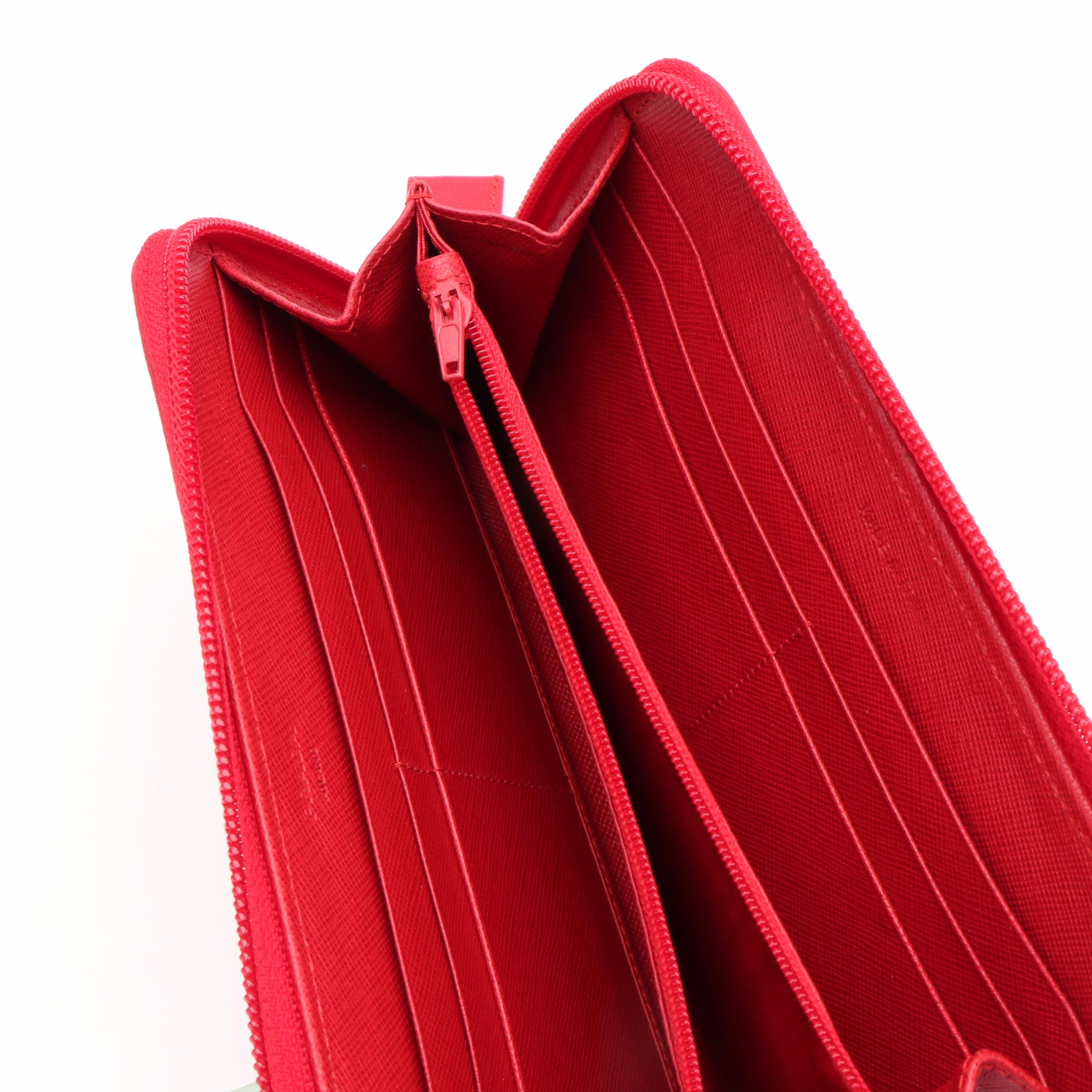 Prada Zip Around Long Wallet in Red Tessuto Nylon