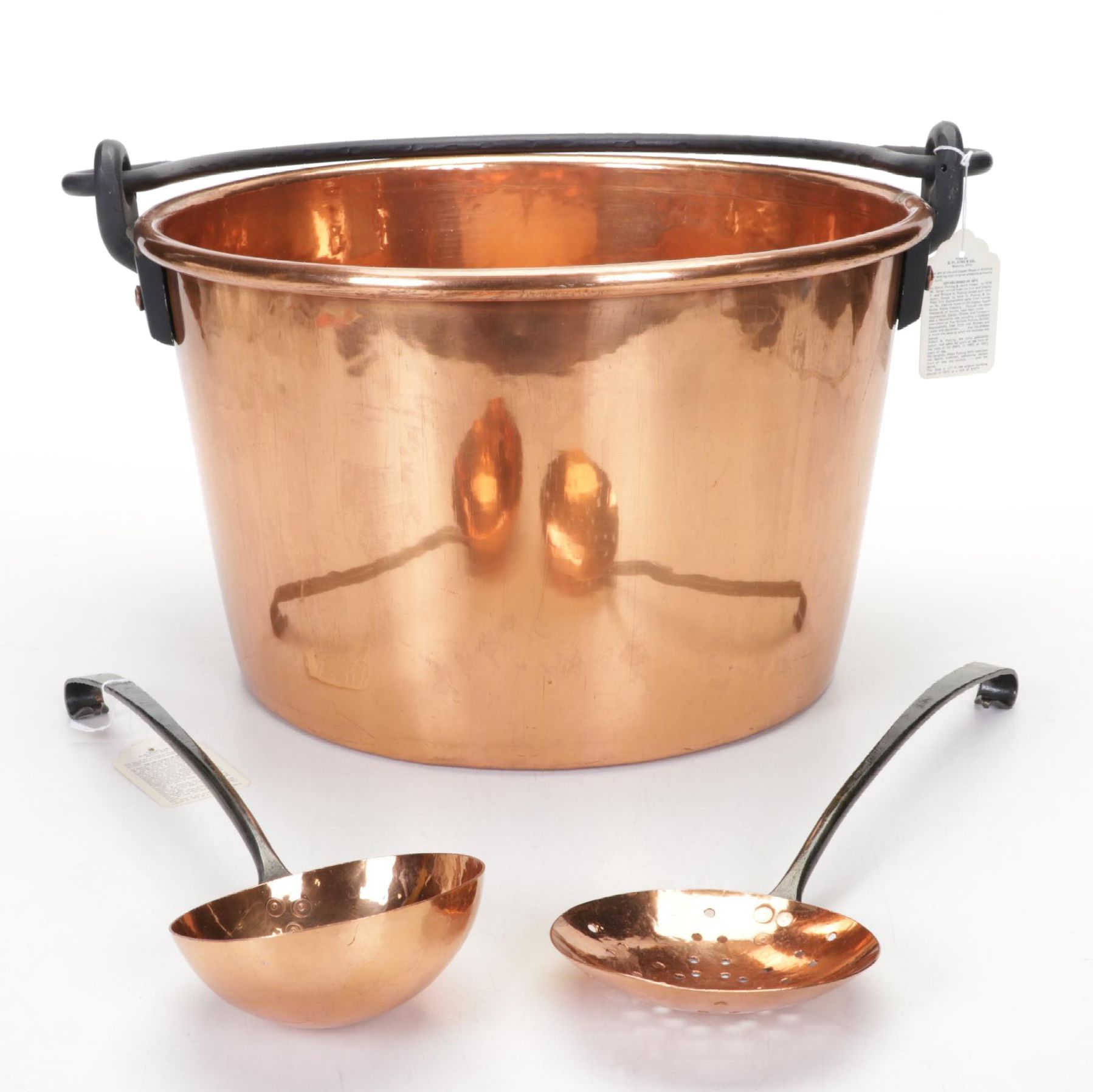 D. Picking & Co Copper and Wrought Iron Cauldron and Ladles, 1980s