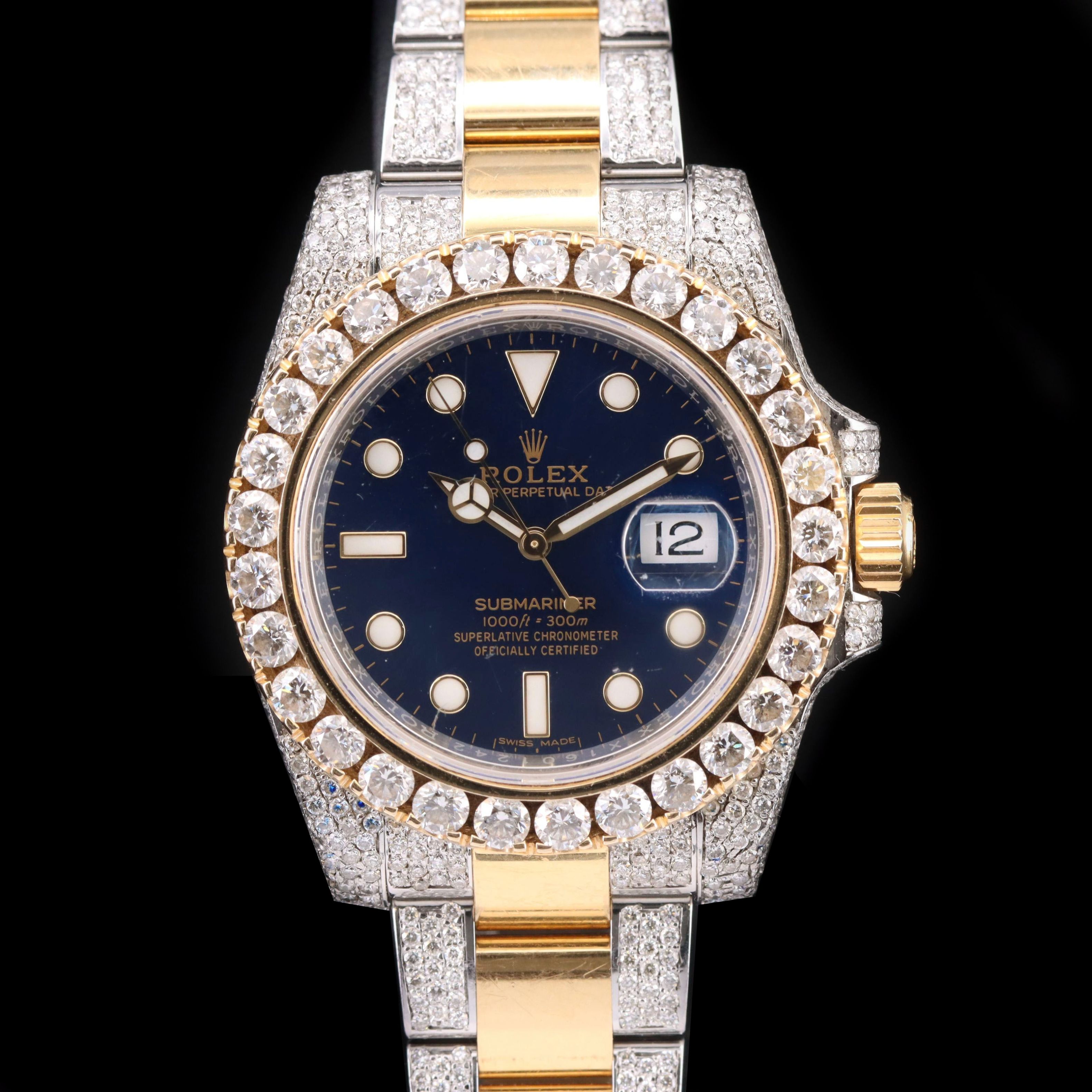 Rolex Submariner Date Custom 11.93 CTW Diamond Watch