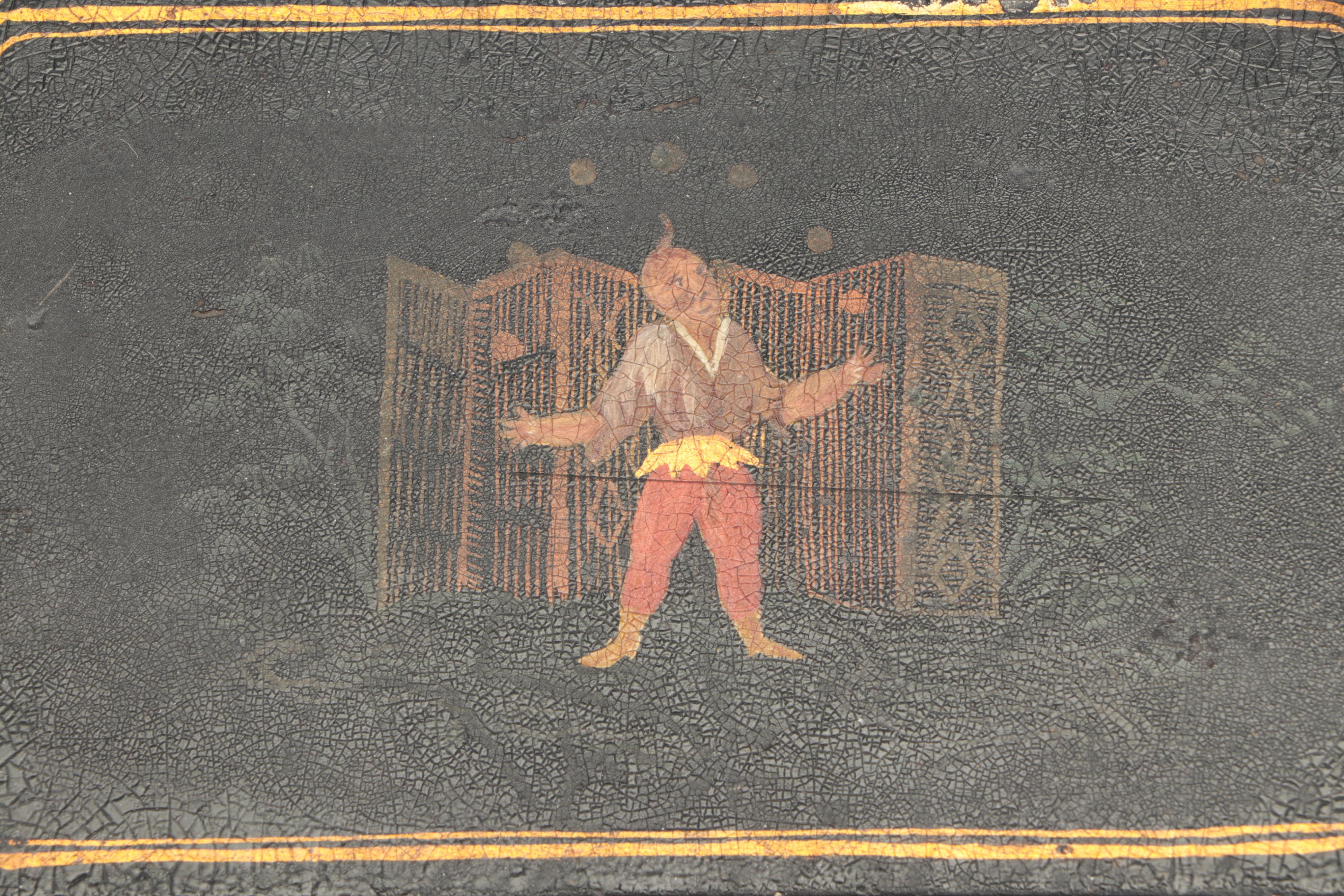 Hand-Painted Jester Motif Metal Trinket Box, Antique