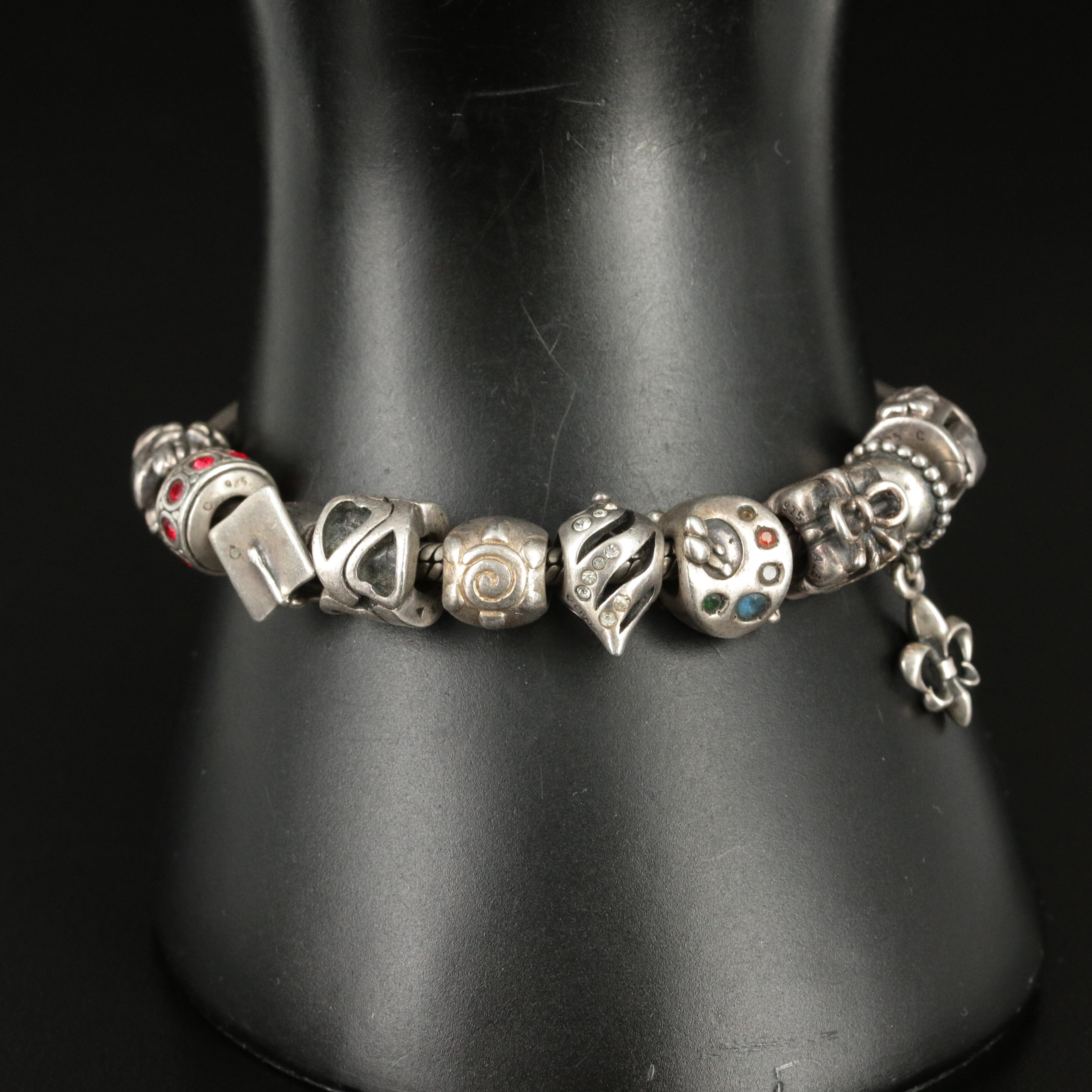 Chamilia Sterling Charm Bracelet Including Pandora and Rhinestones