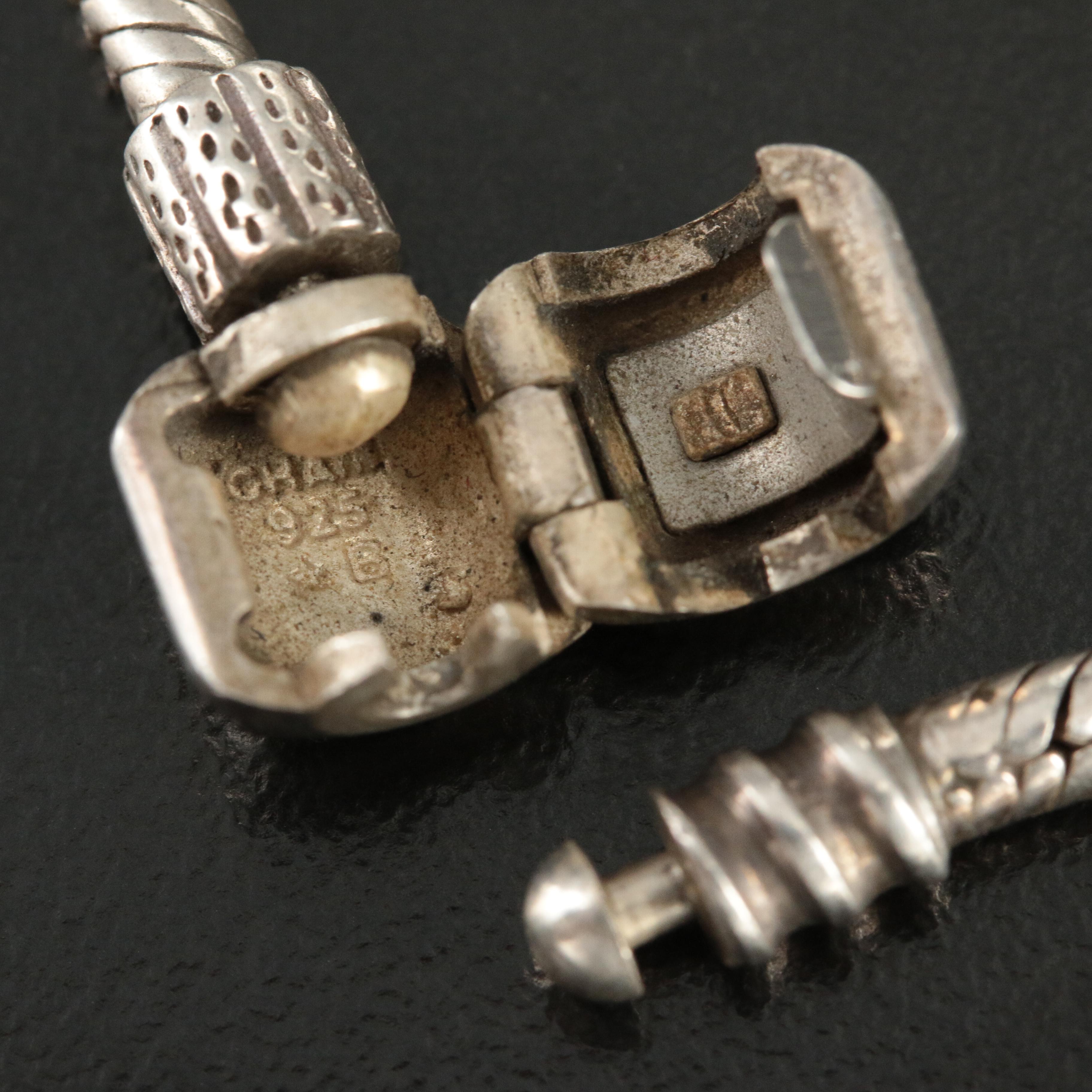 Chamilia Sterling Charm Bracelet Including Pandora and Rhinestones