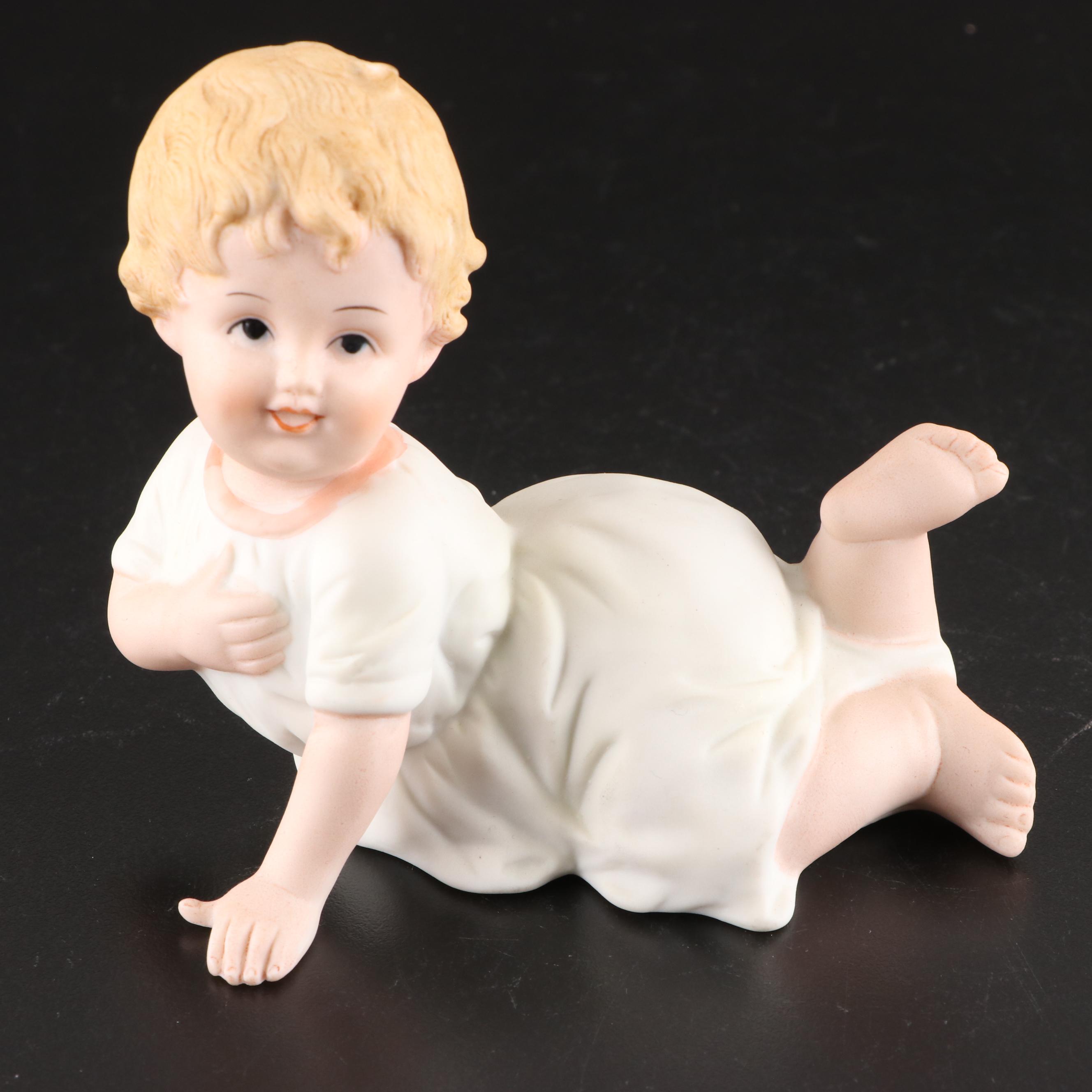 Bisque Piano Baby Figurines, Mid-20th Century