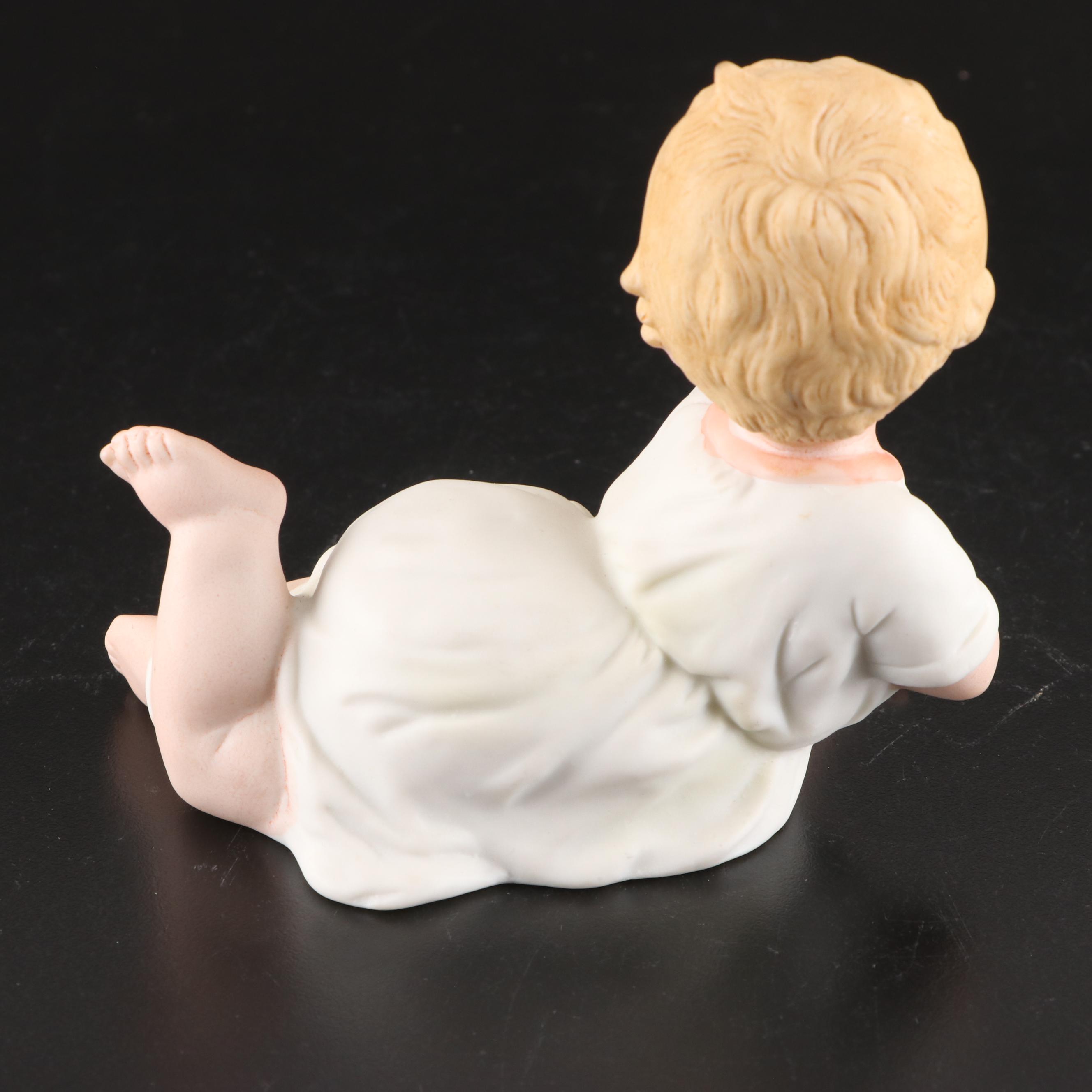 Bisque Piano Baby Figurines, Mid-20th Century