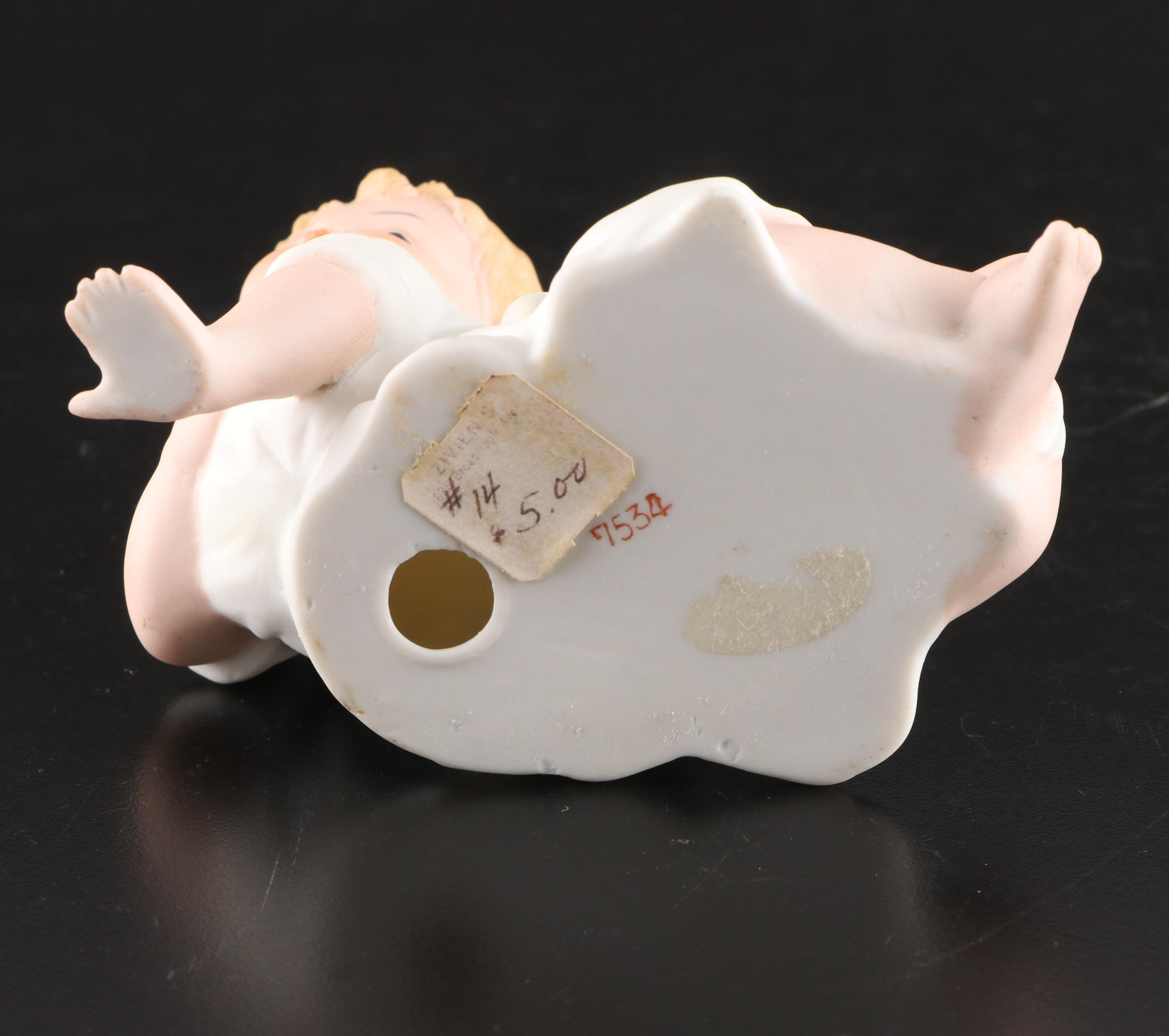 Bisque Piano Baby Figurines, Mid-20th Century