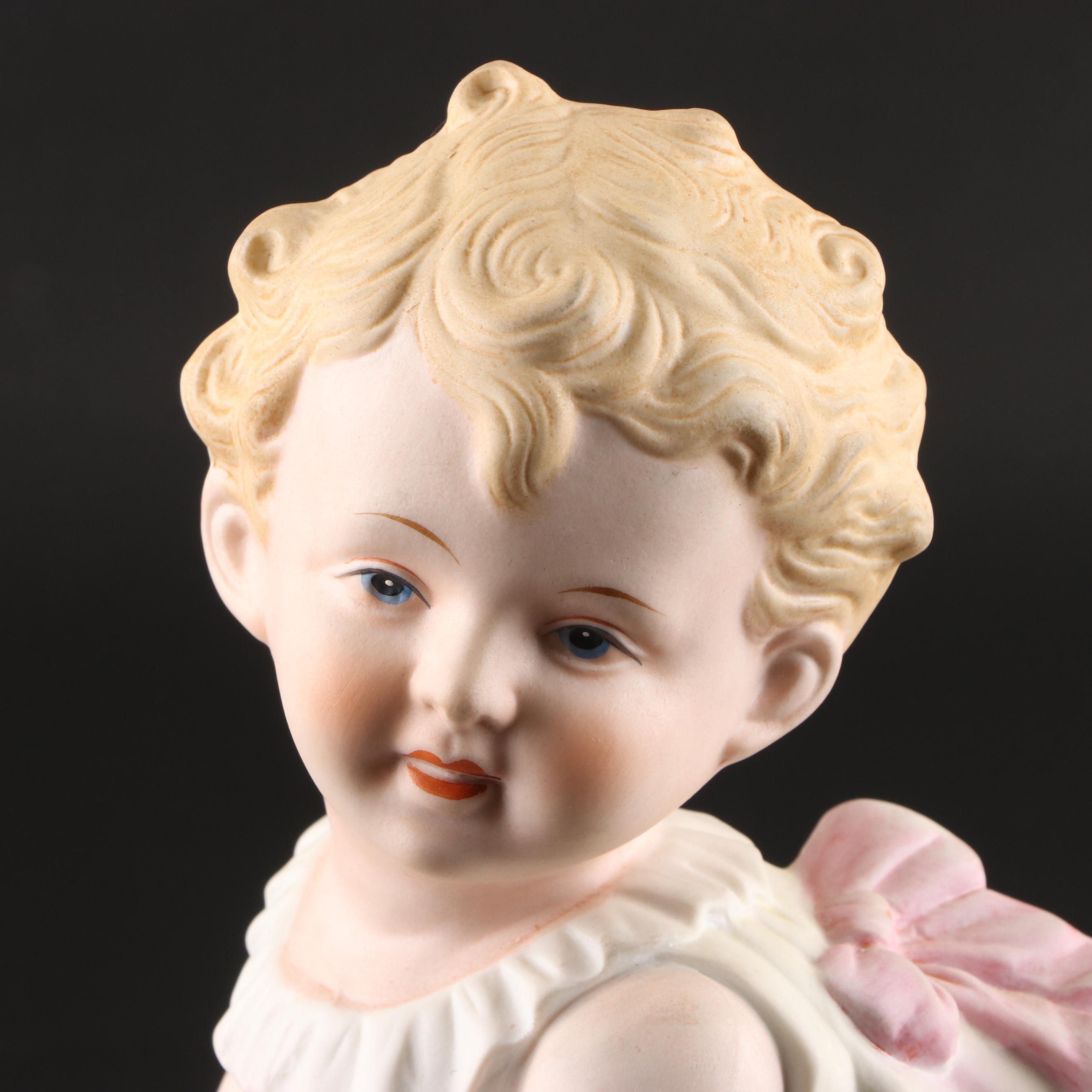 Bisque Piano Baby Figurines, Mid-20th Century