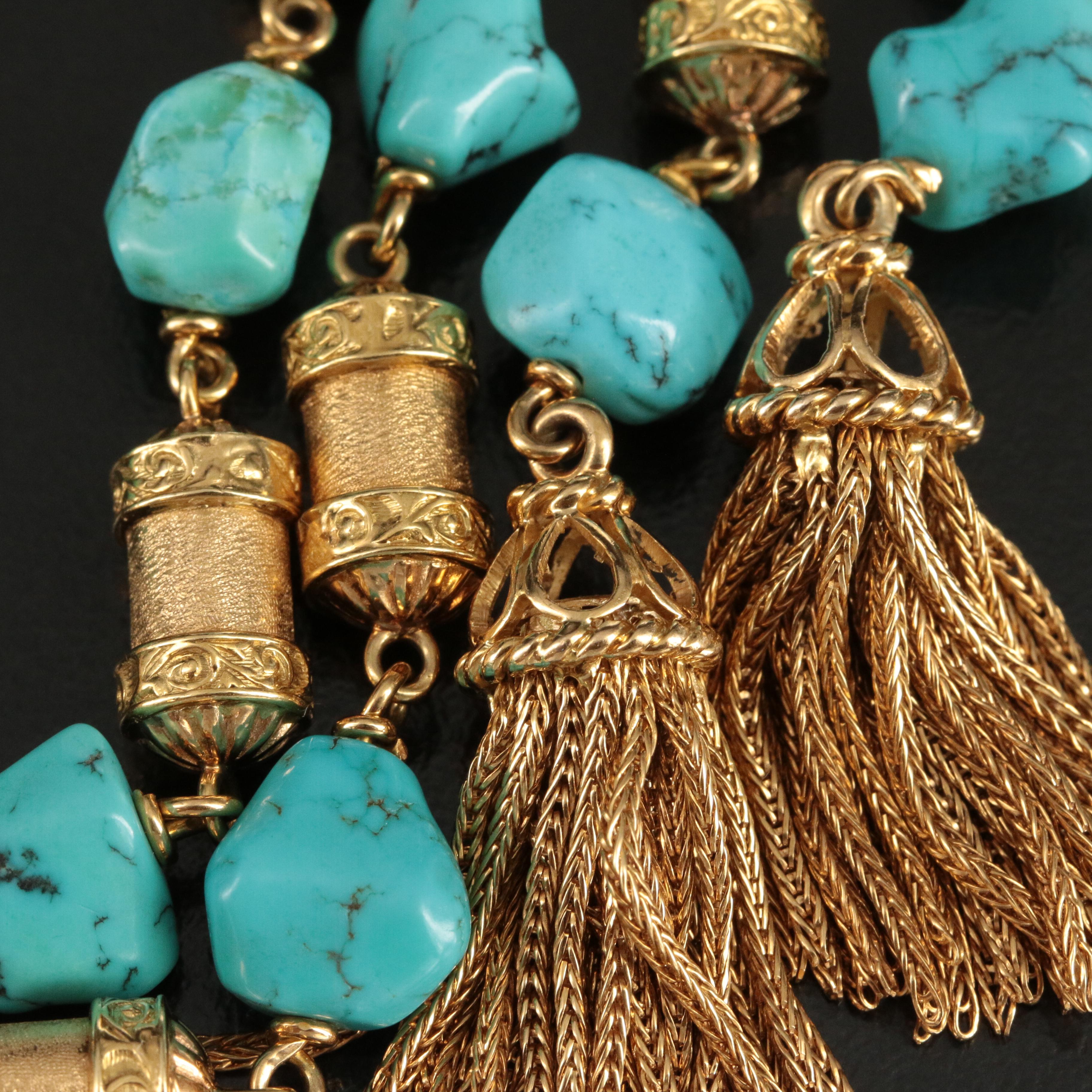 Van Cleef & Arpels 18K Turquoise Sautoir with Foxtail Tassels