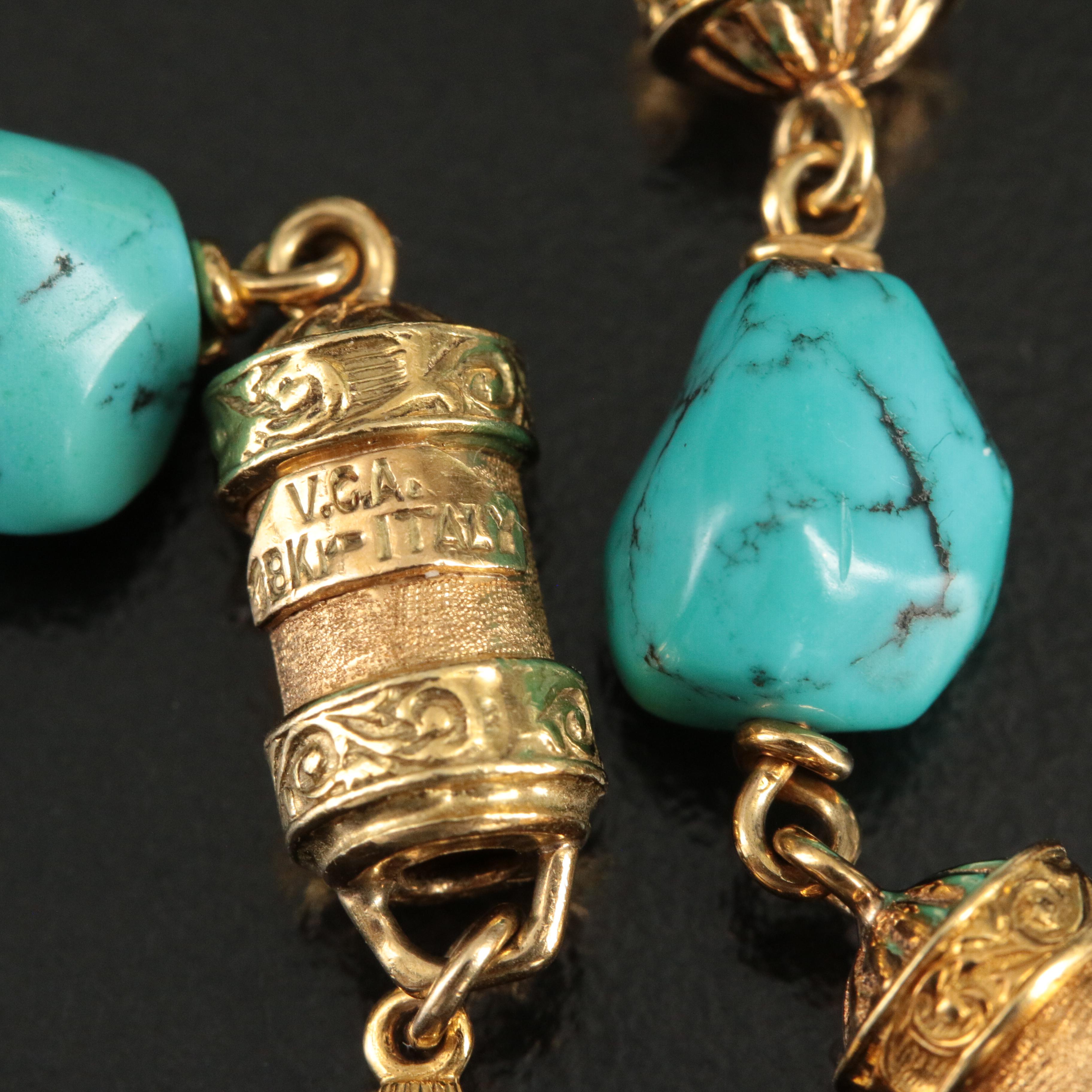 Van Cleef & Arpels 18K Turquoise Sautoir with Foxtail Tassels