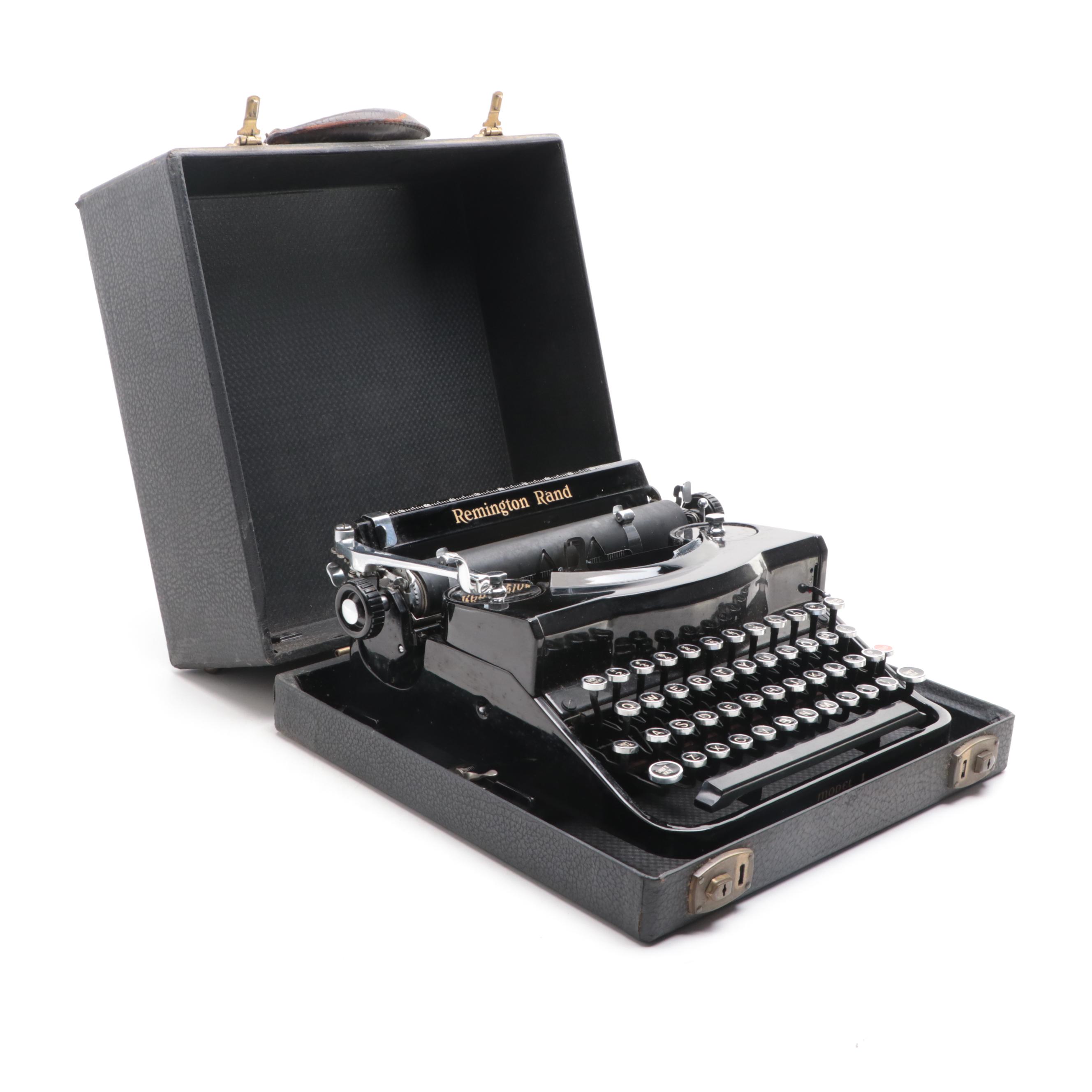 Remington Rand Model 1 Portable Typewriter and Case