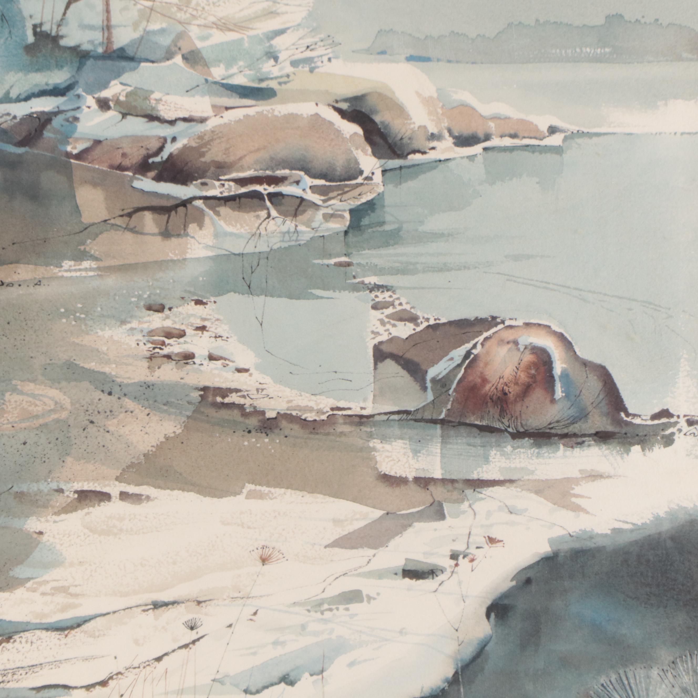 Laurence Sisson Watercolor Painting "Moment of Snow"