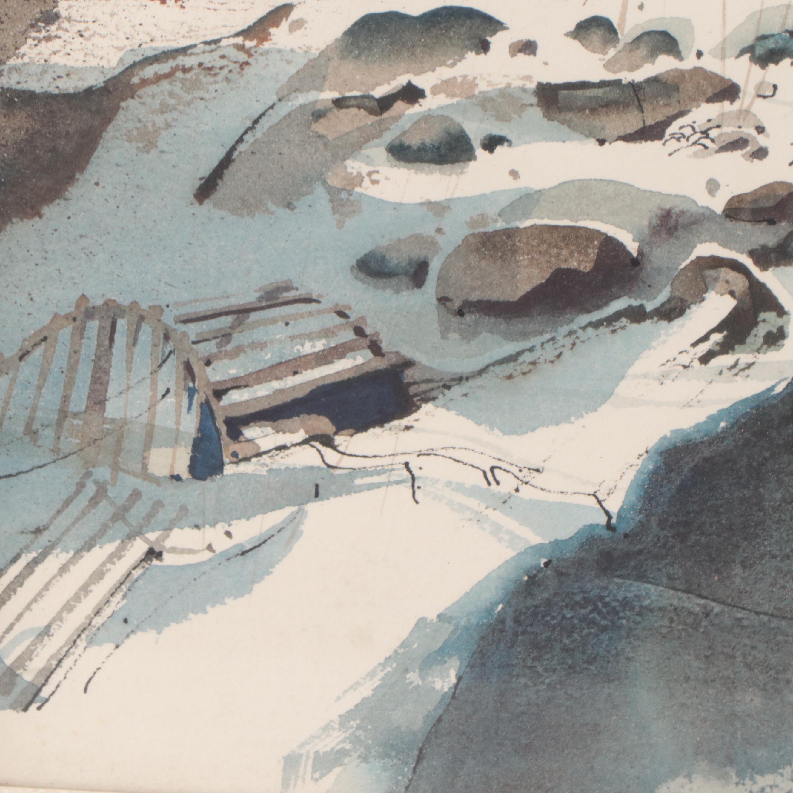 Laurence Sisson Watercolor Painting "Moment of Snow"