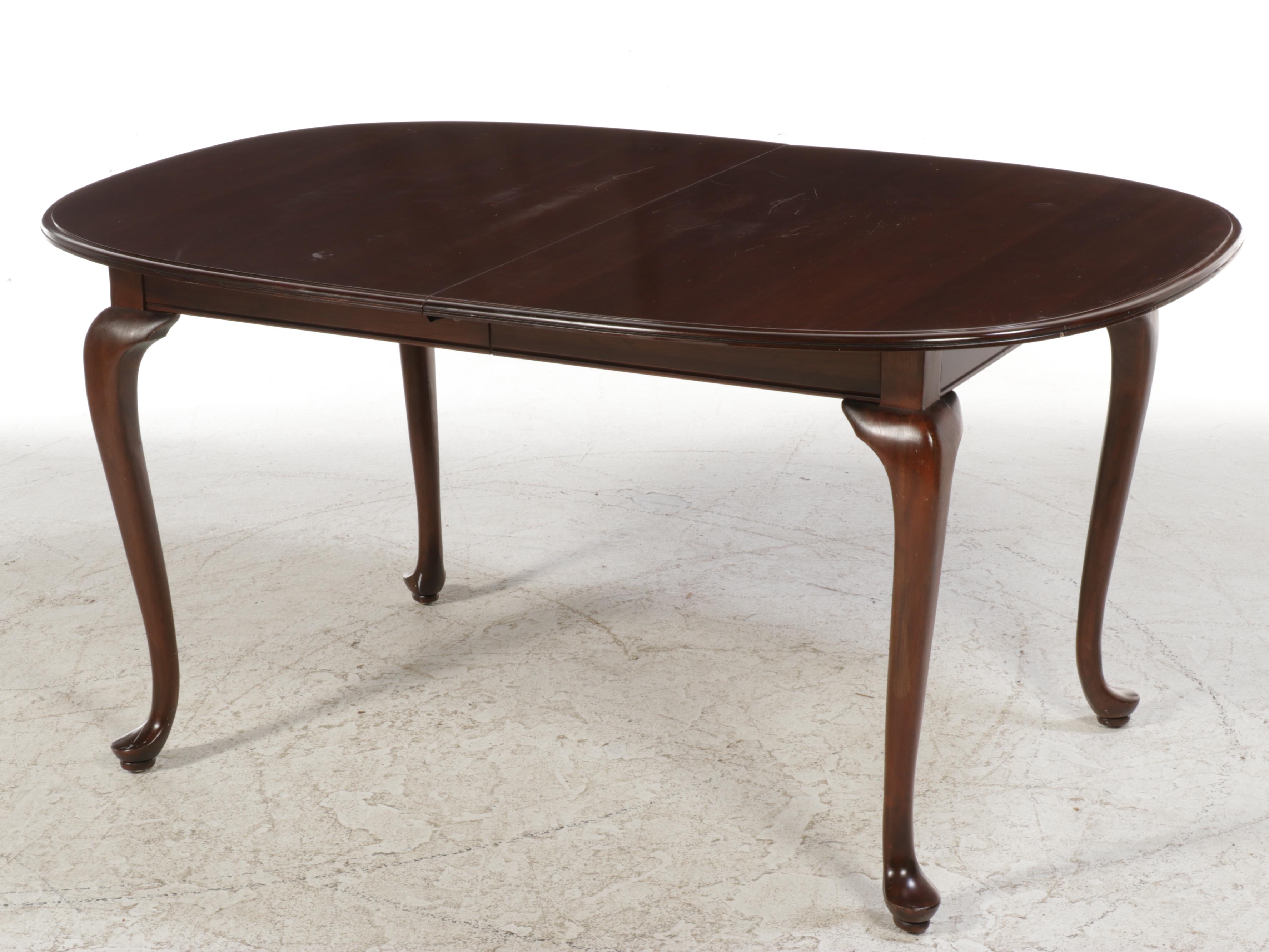 Ethan Allen Queen Anne Style Table and Six Ethan Allen Federal Style Chairs