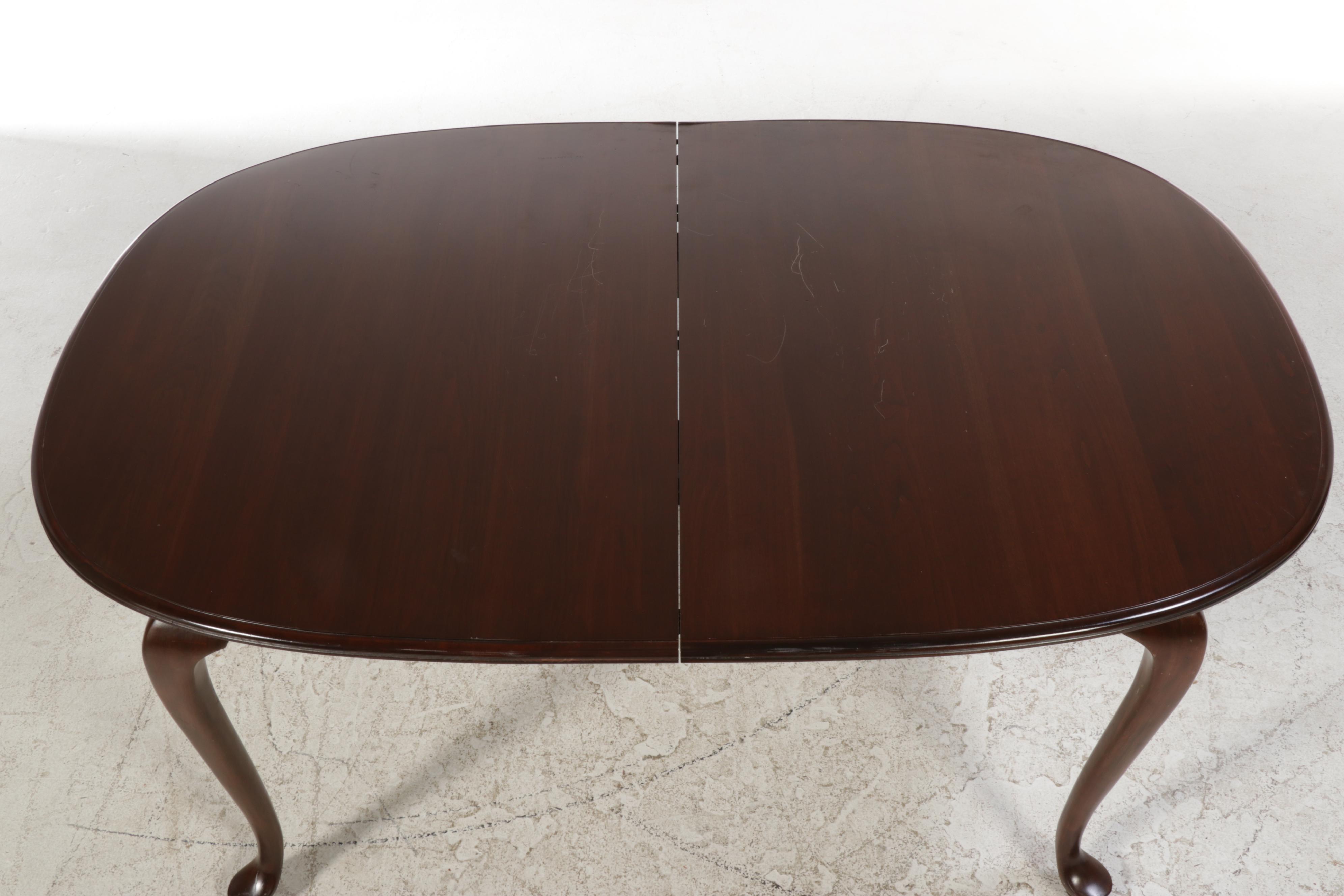 Ethan Allen Queen Anne Style Table and Six Ethan Allen Federal Style Chairs