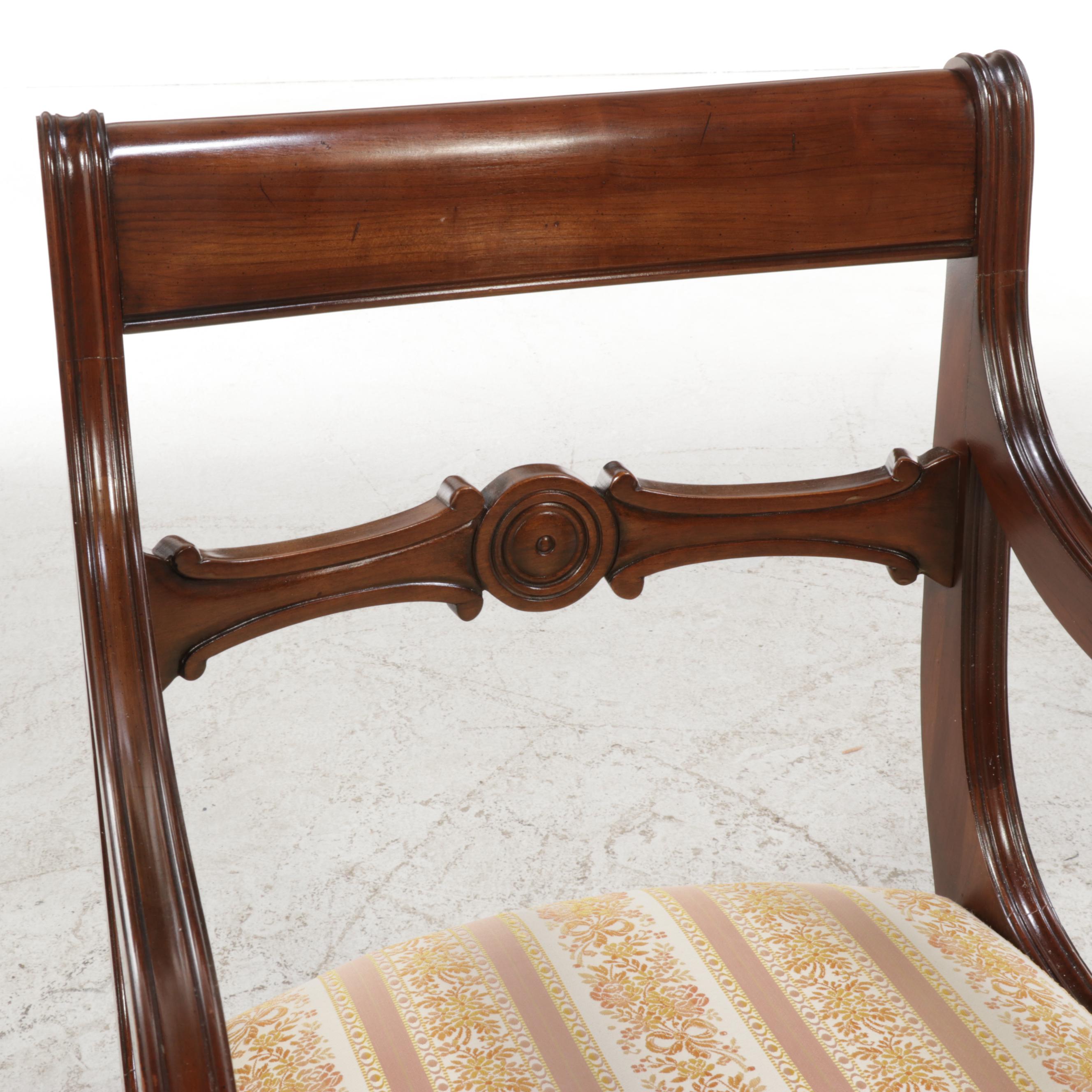 Ethan Allen Queen Anne Style Table and Six Ethan Allen Federal Style Chairs