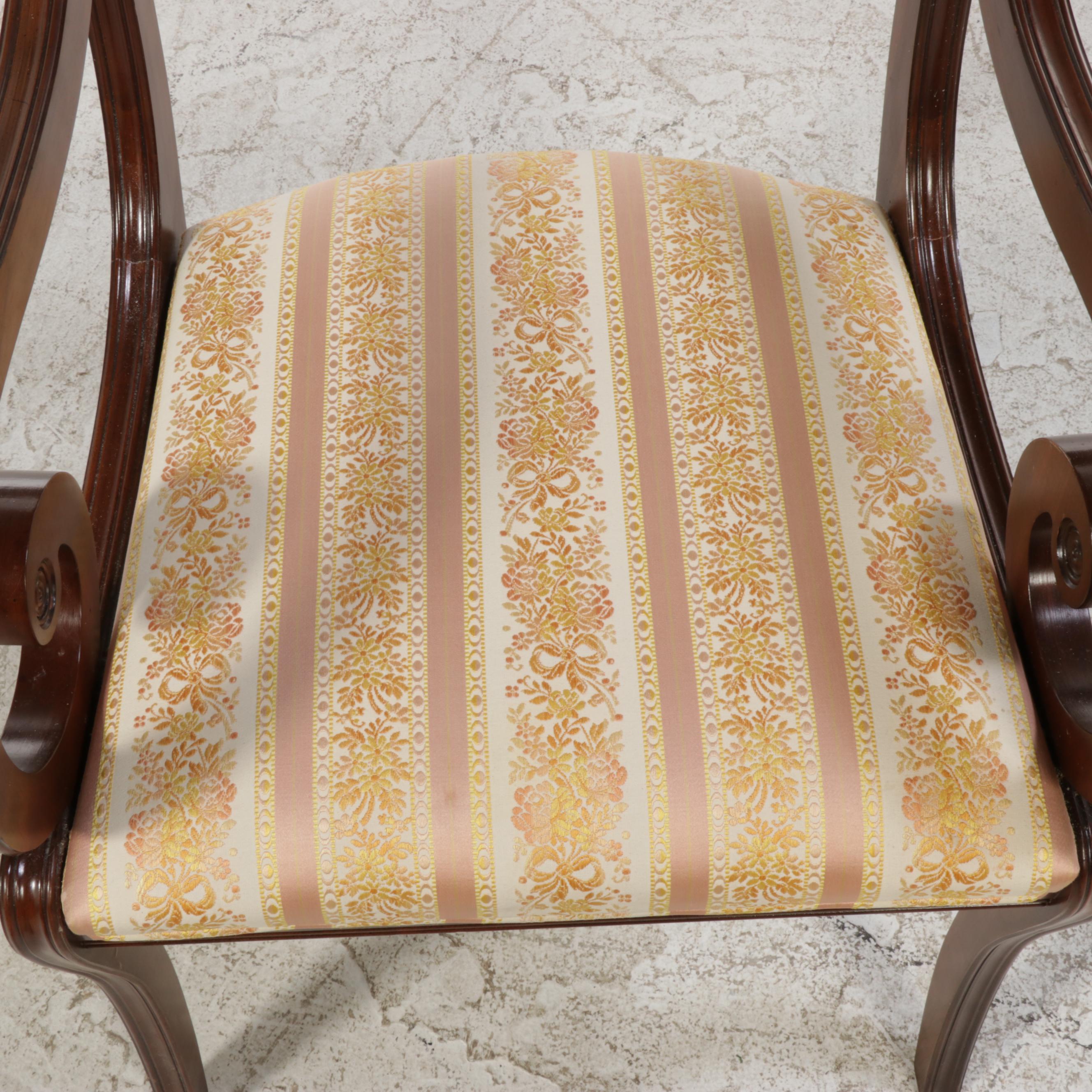 Ethan Allen Queen Anne Style Table and Six Ethan Allen Federal Style Chairs