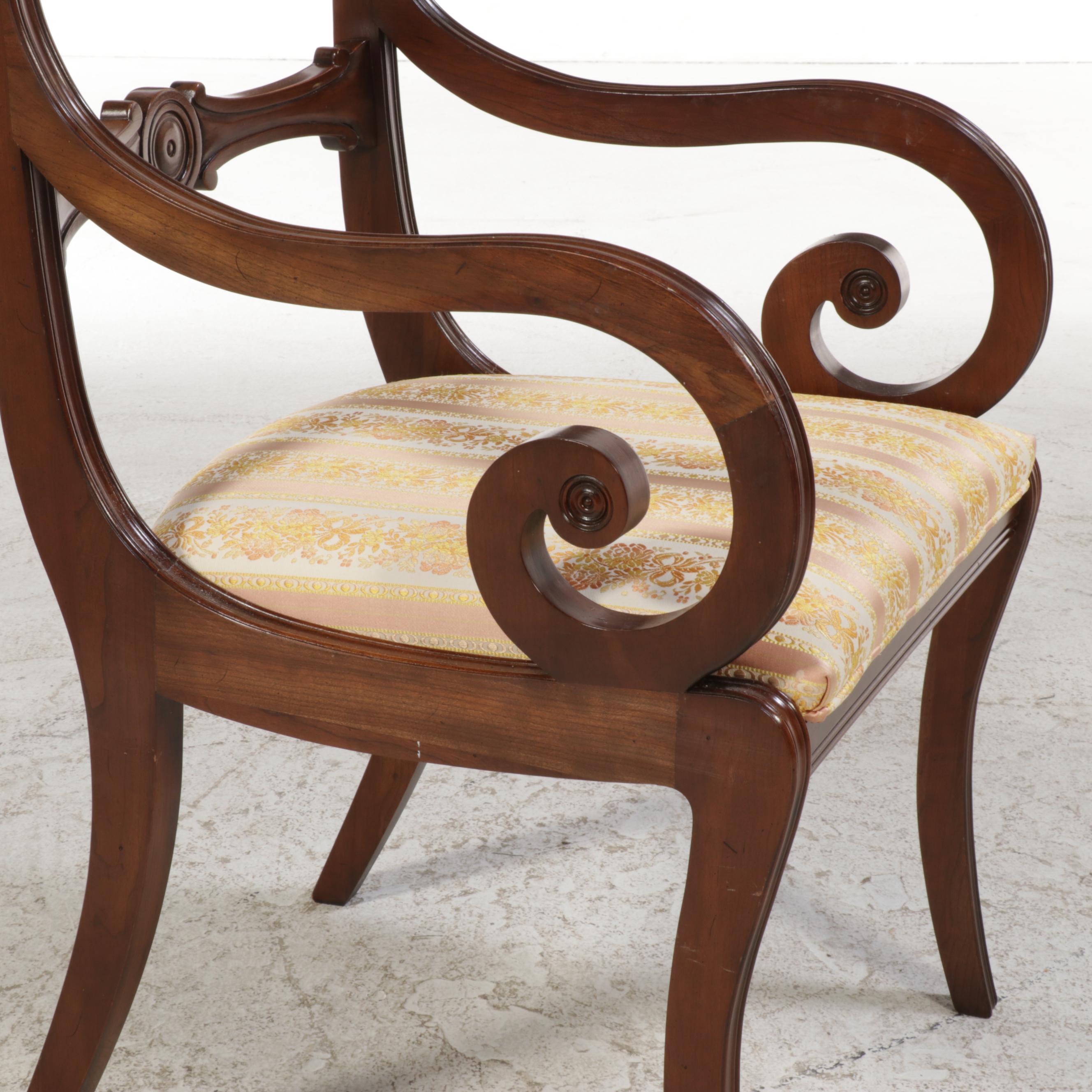 Ethan Allen Queen Anne Style Table and Six Ethan Allen Federal Style Chairs