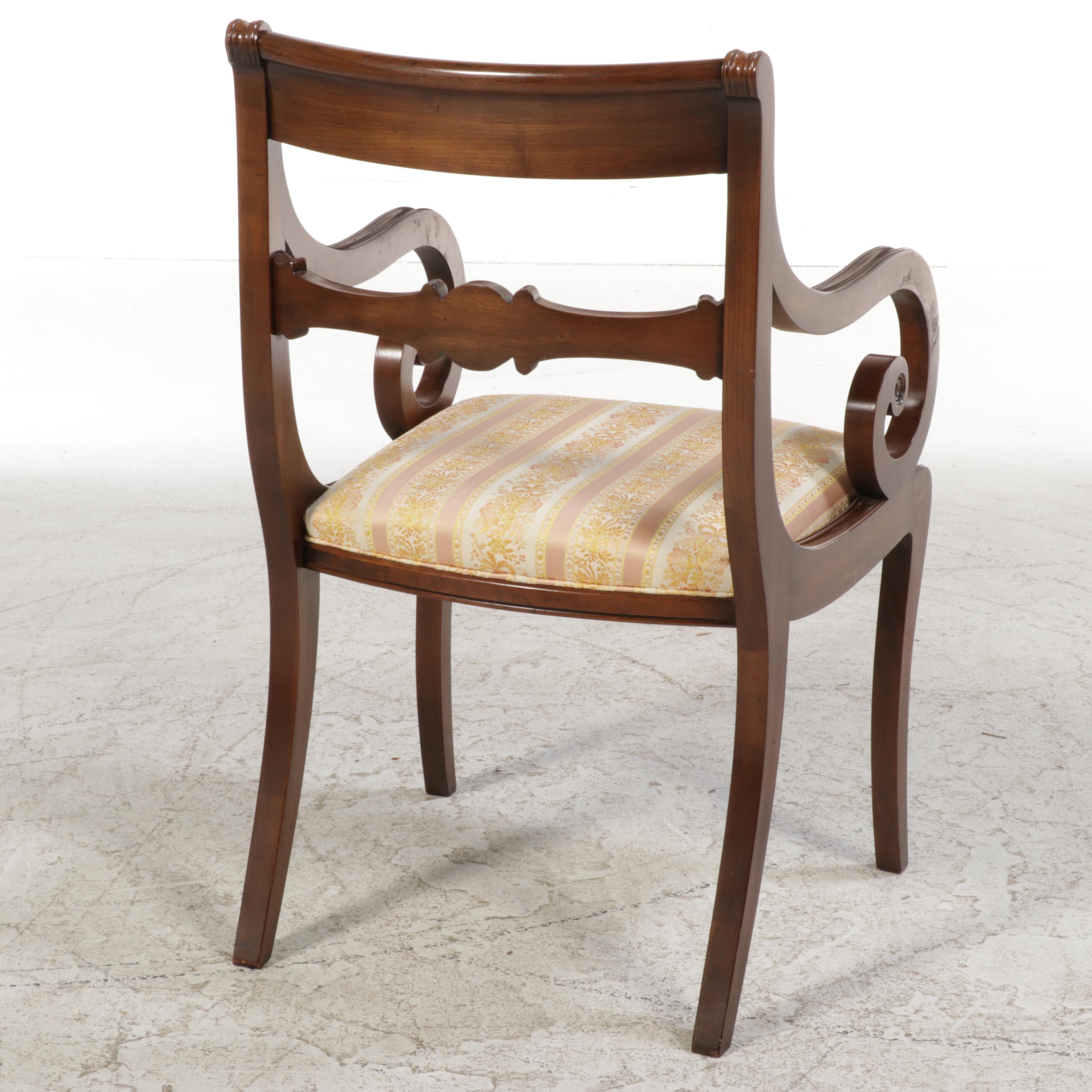 Ethan Allen Queen Anne Style Table and Six Ethan Allen Federal Style Chairs